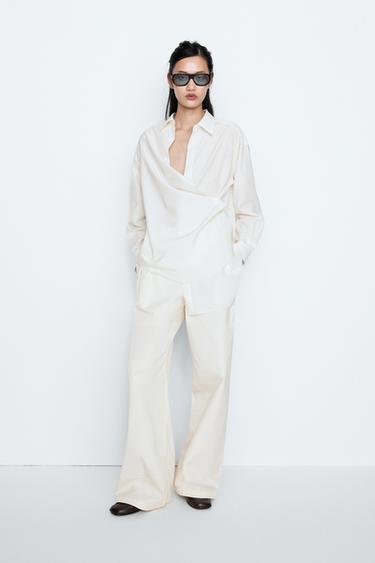 Flowing button-detail shirt - STUDIO — CREAM 1