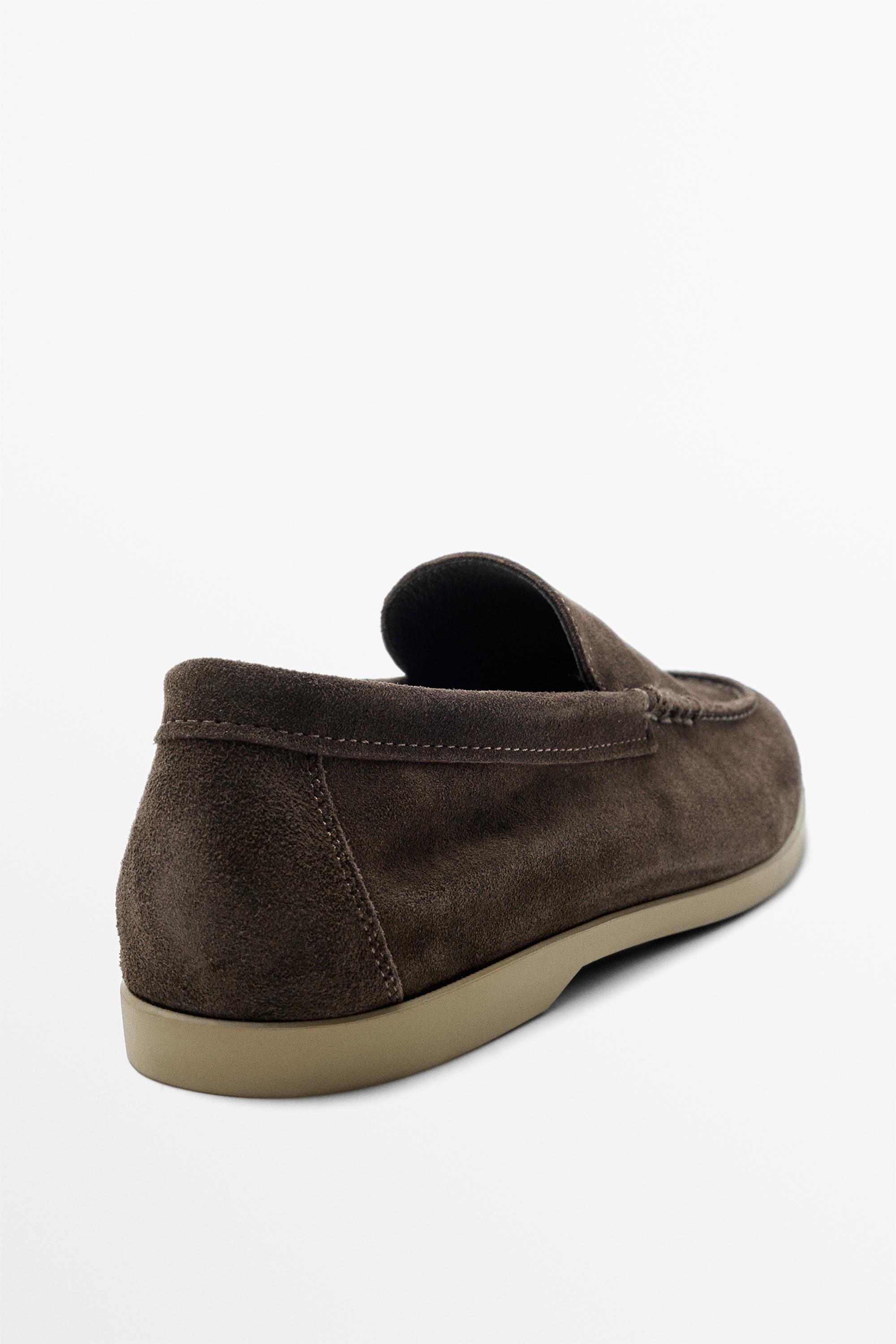 Soft split leather loafers — BROWN