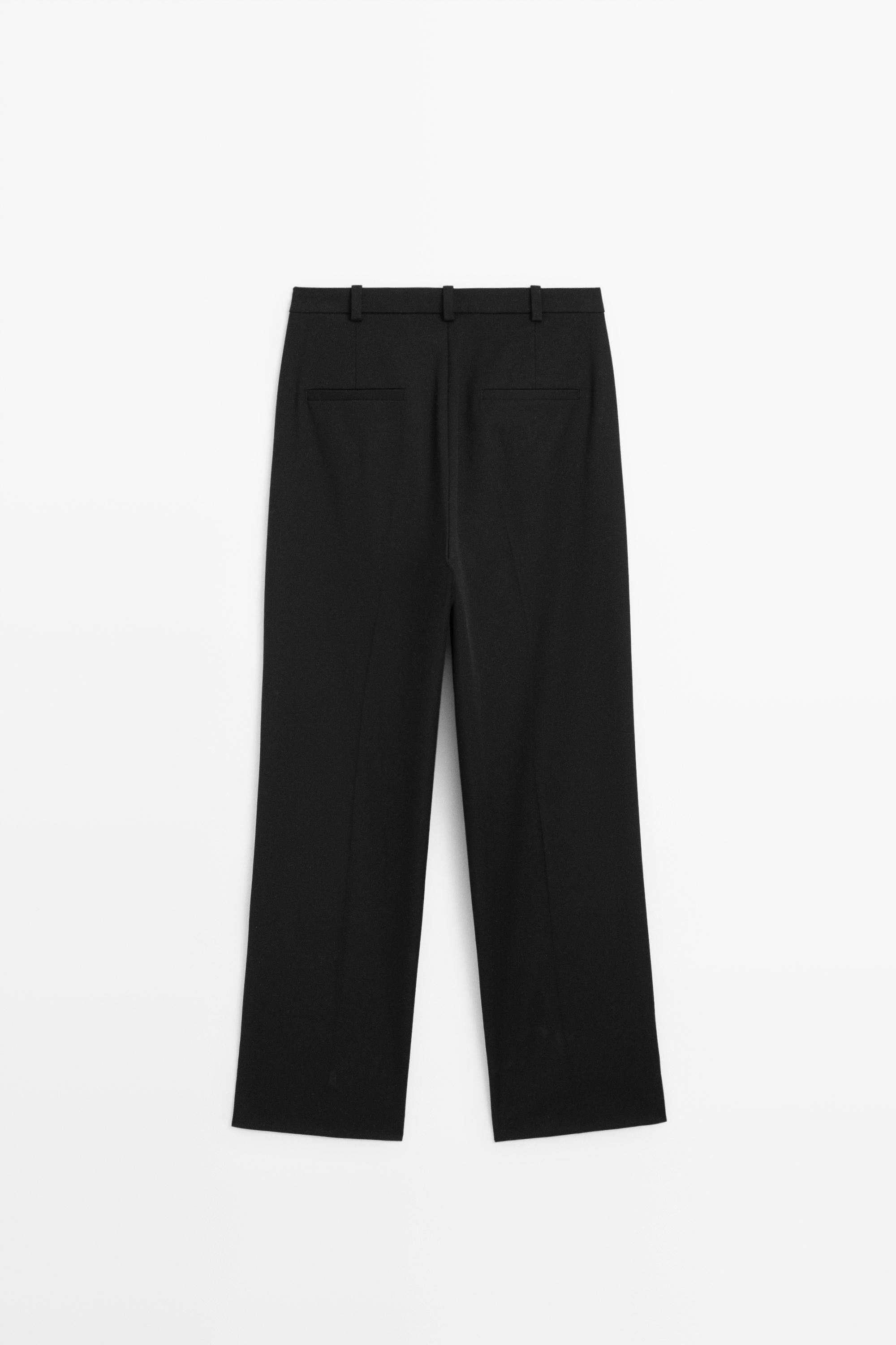 Straight stretch trousers — BLACK