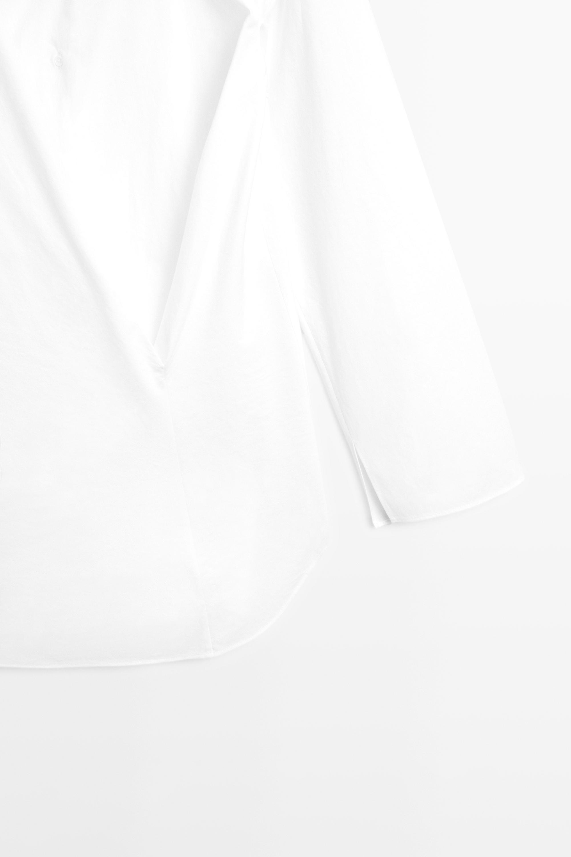 100% cotton shirt with gathered detail - STUDIO — WHITE