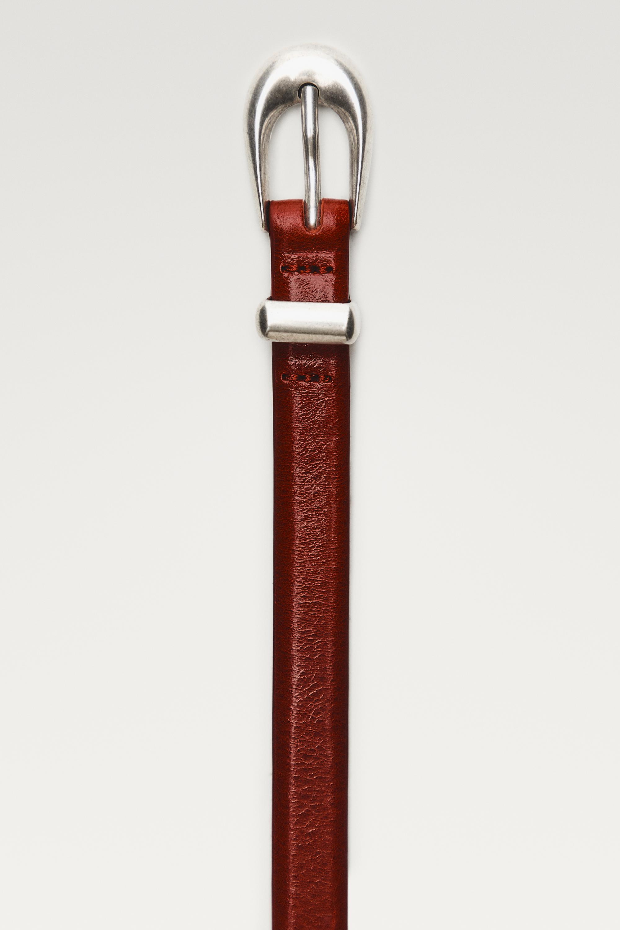Nappa leather belt with keeper loop detail — RED