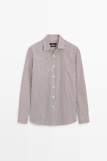 100% cotton regular fit striped shirt — GREEN 2