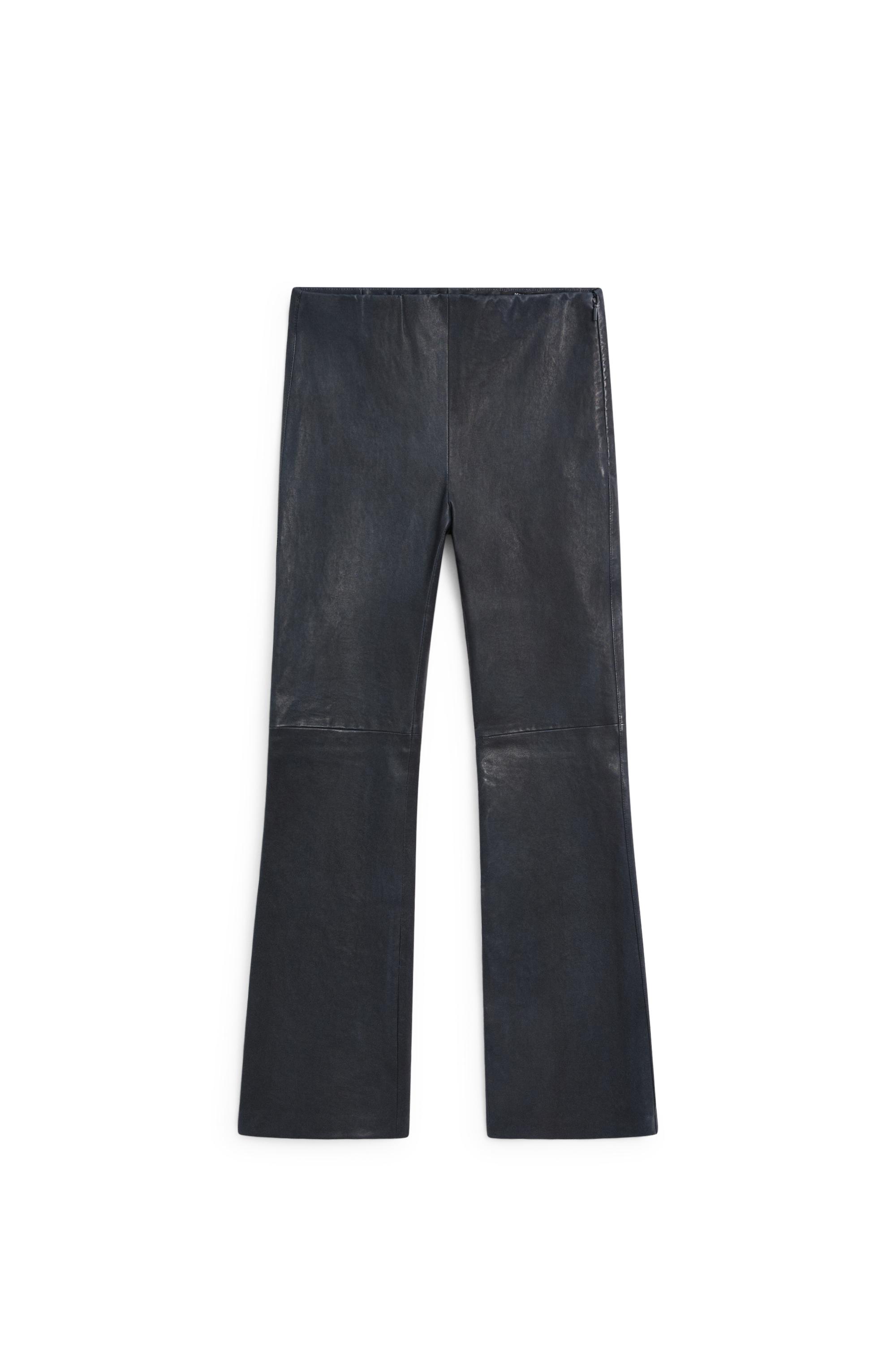 Nappa leather flare fit leggings — BLUE