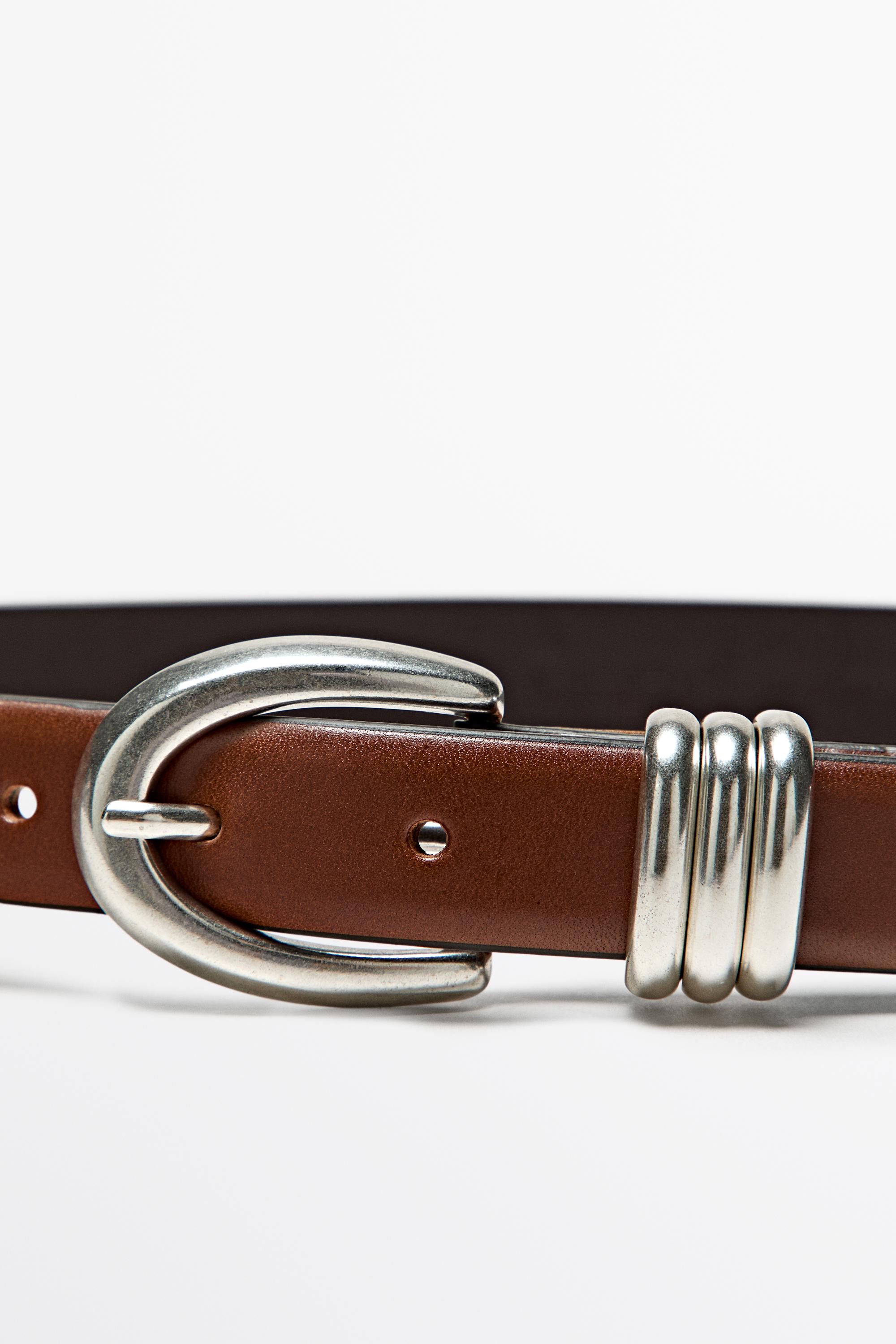 Nappa leather belt with metal detail — LEATHER
