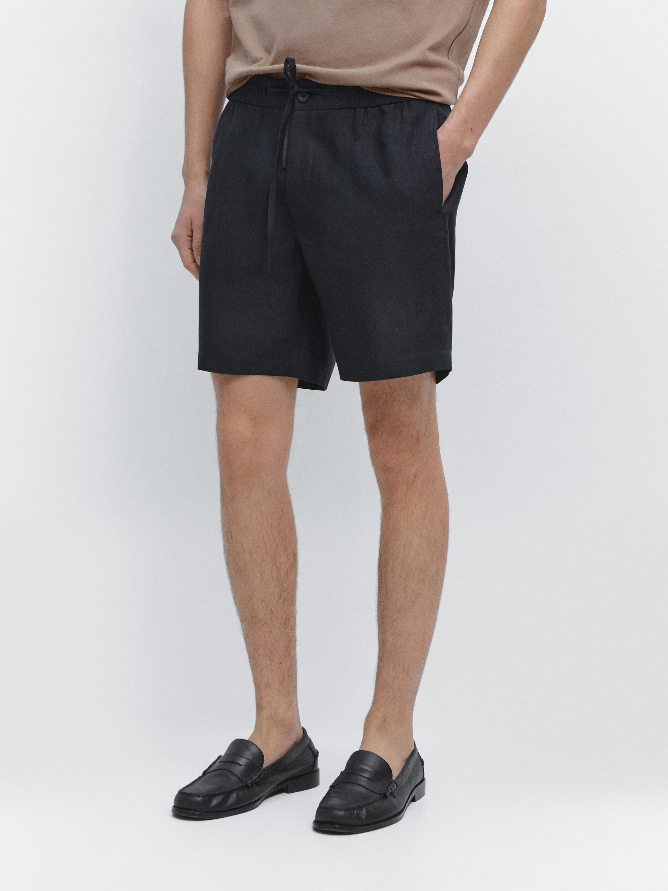 Linen jogger-fit Bermuda shorts