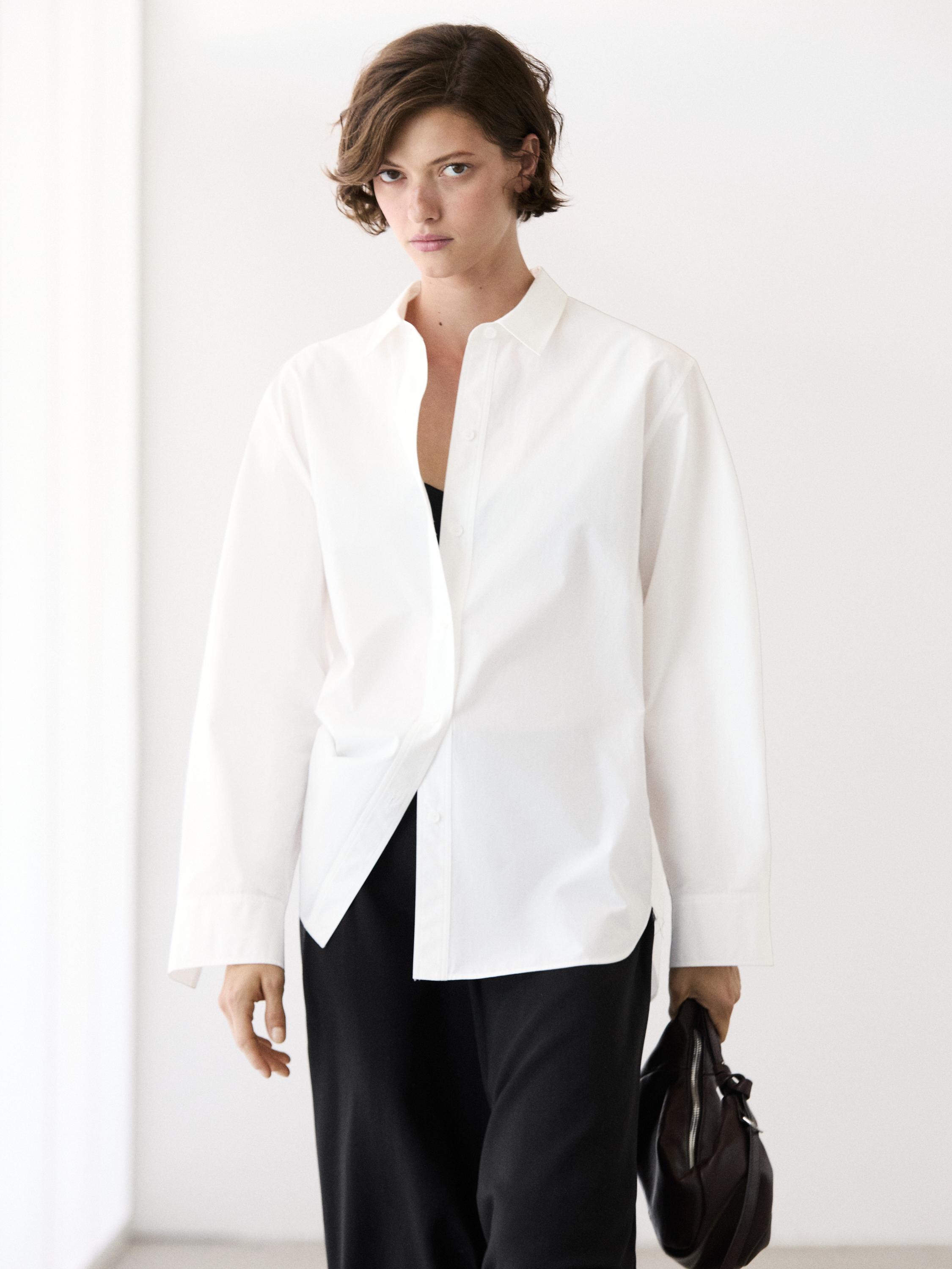 100% cotton poplin shirt — WHITE