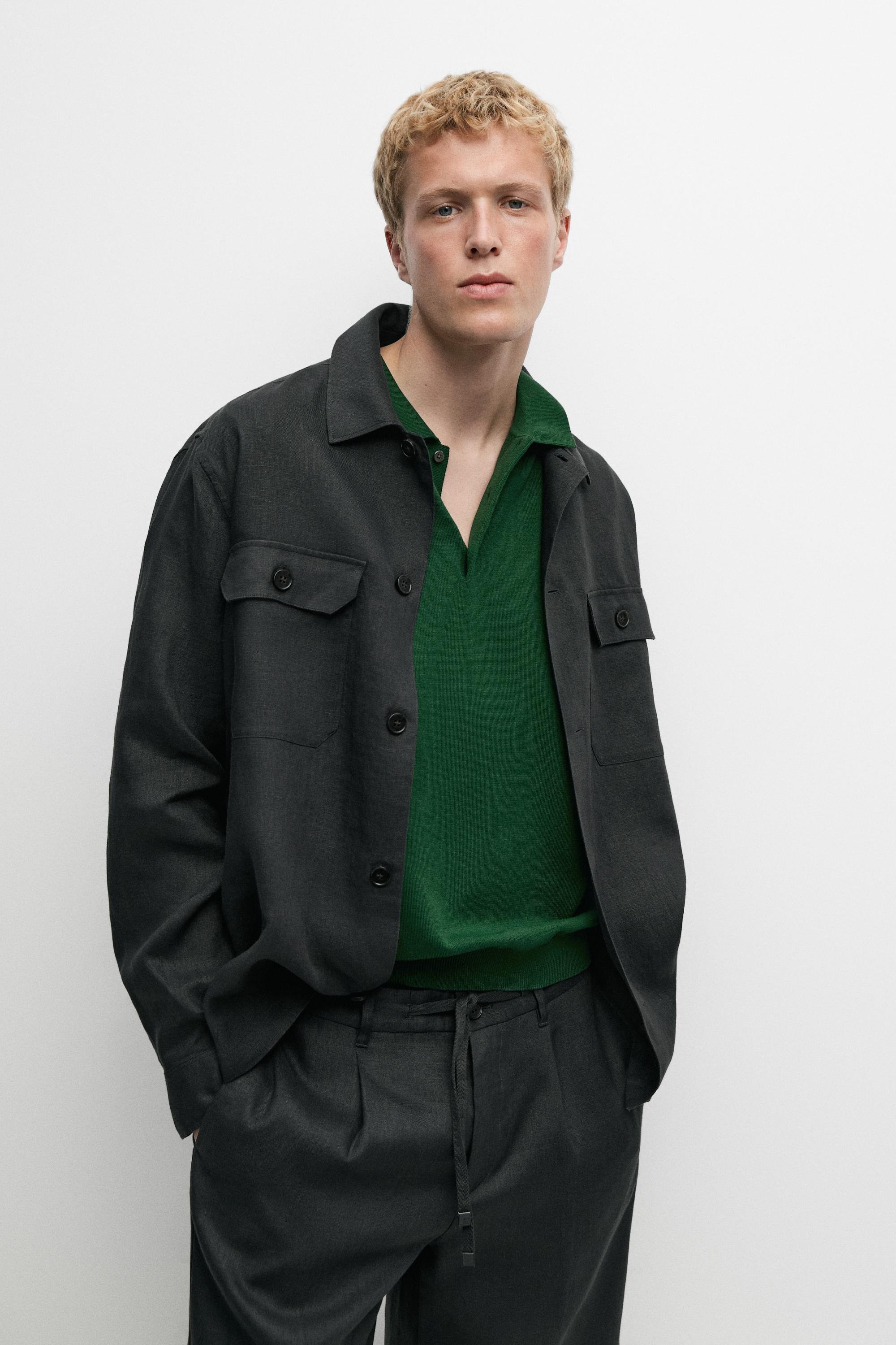 Total look linen overshirt with pockets