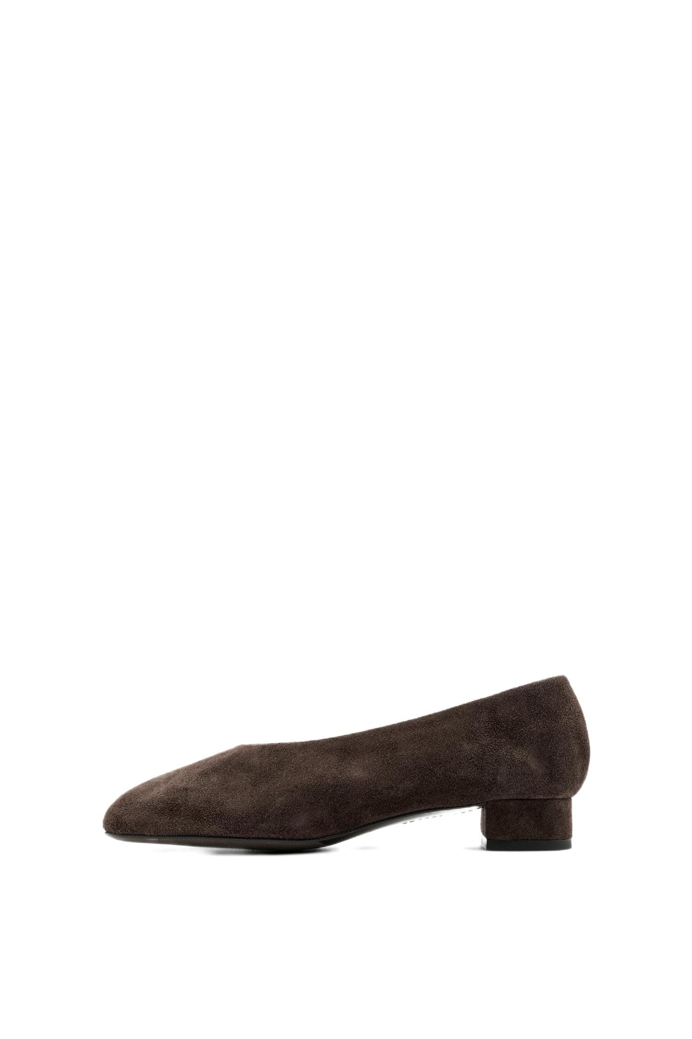 Split suede leather heel shoe — BROWN