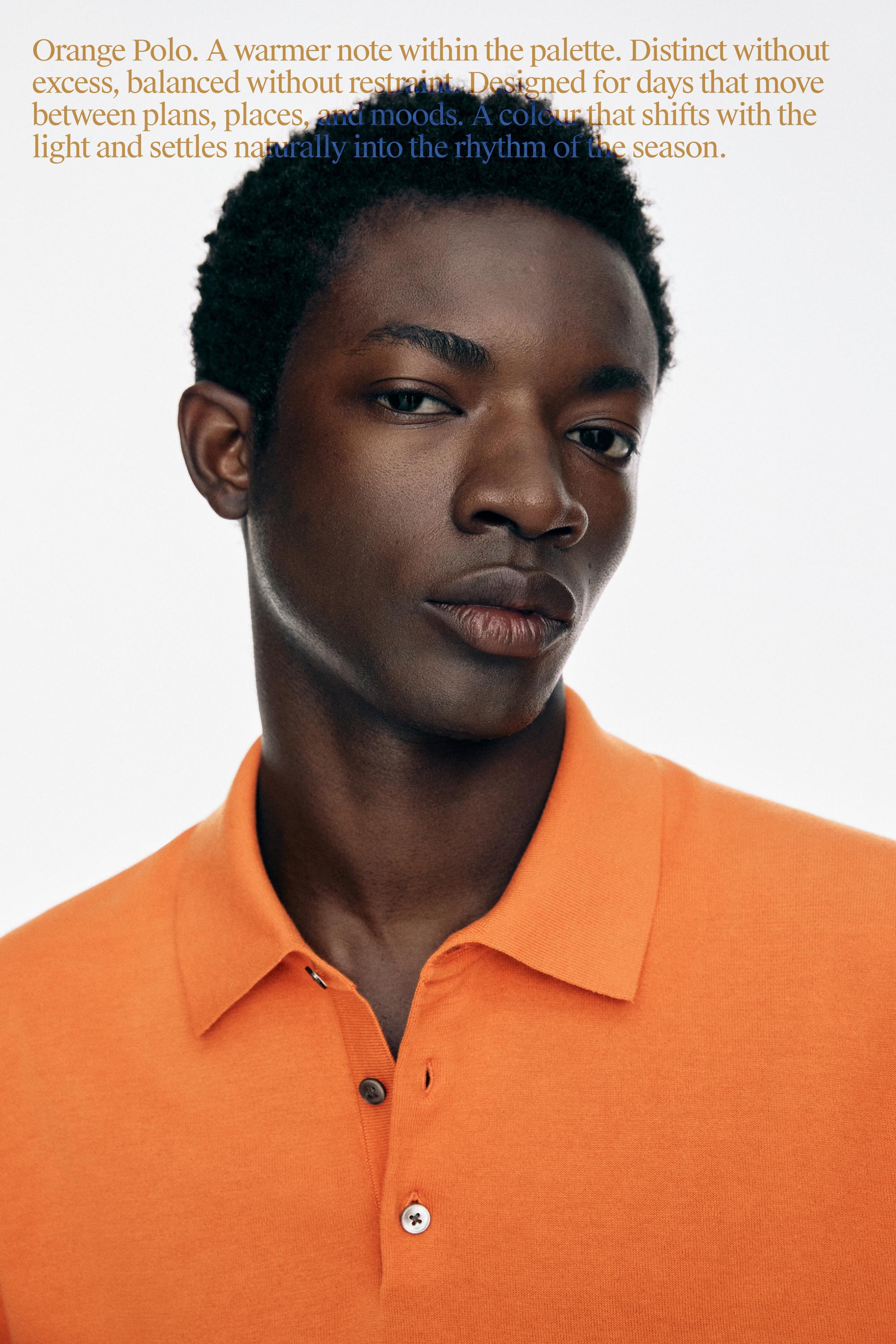 100% Cotton Knit Polo Shirt — ORANGE