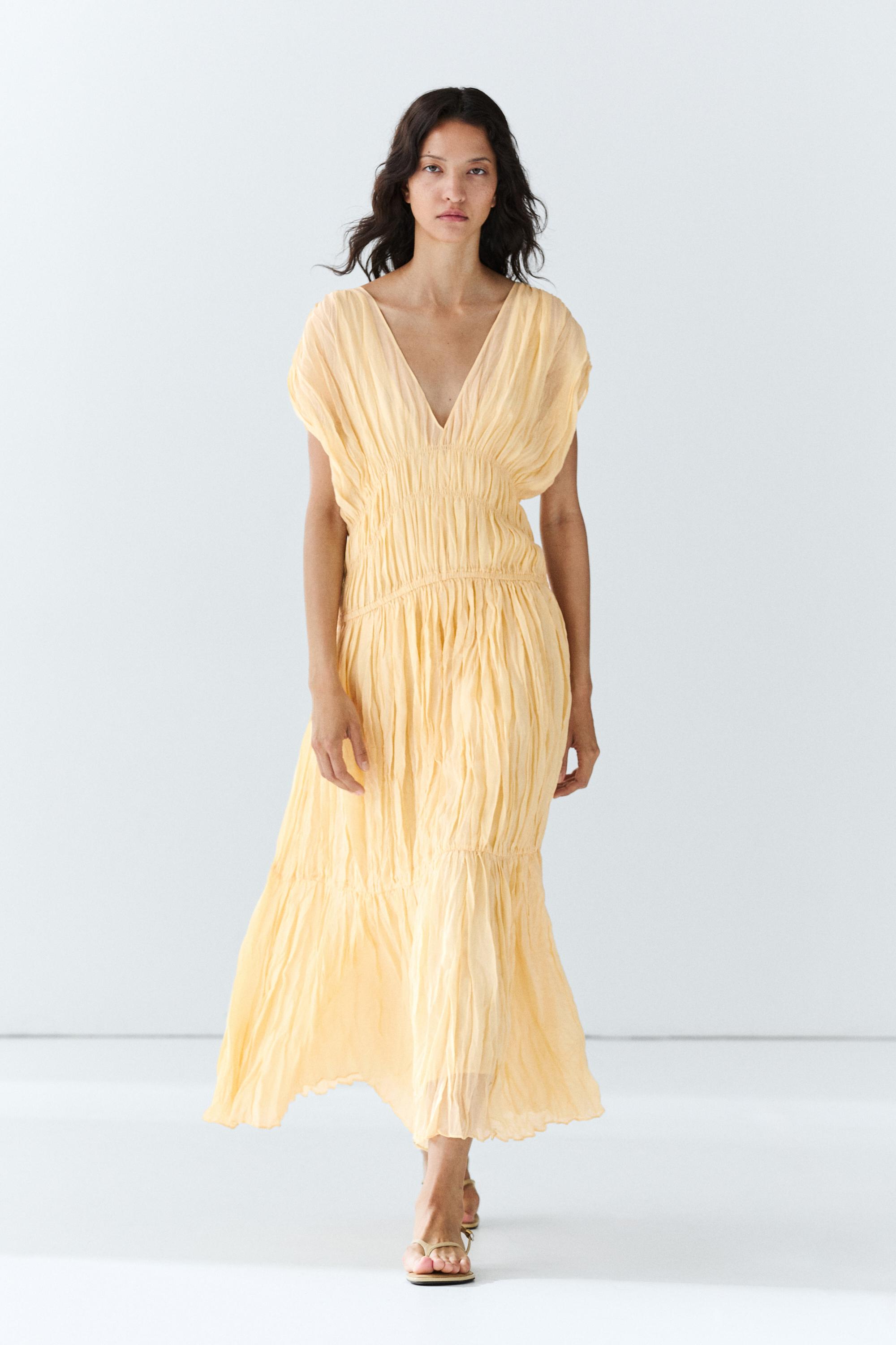 Flowing gathered midi dress