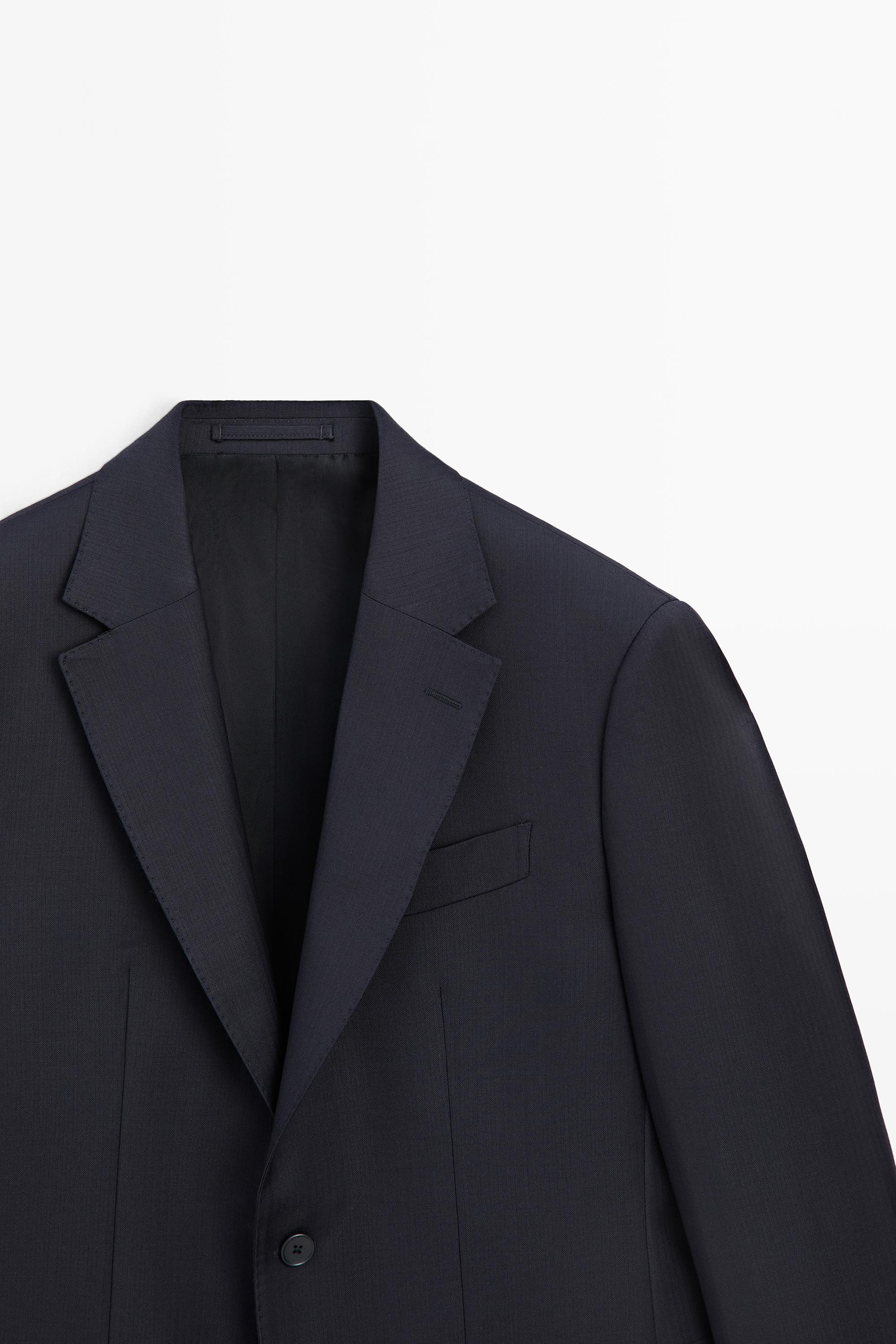 100% cool wool suit blazer — NAVY BLUE