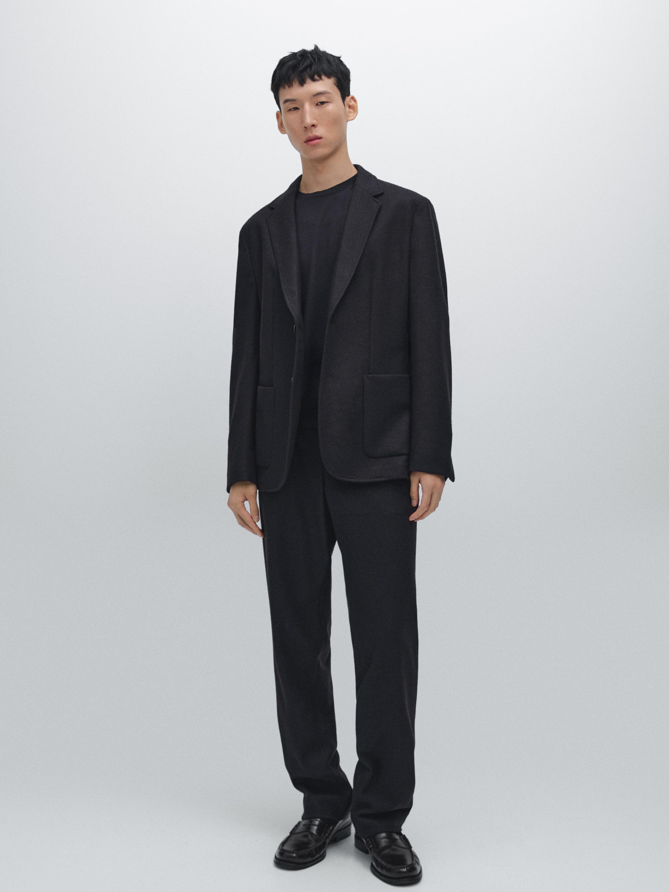 Wool blend trousers — NAVY BLUE