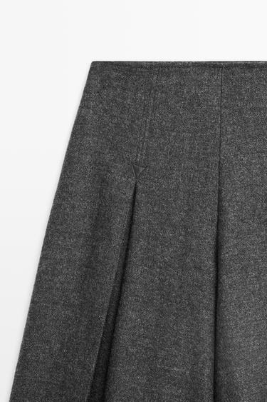 Pleated-detail skort pants — GREY 9