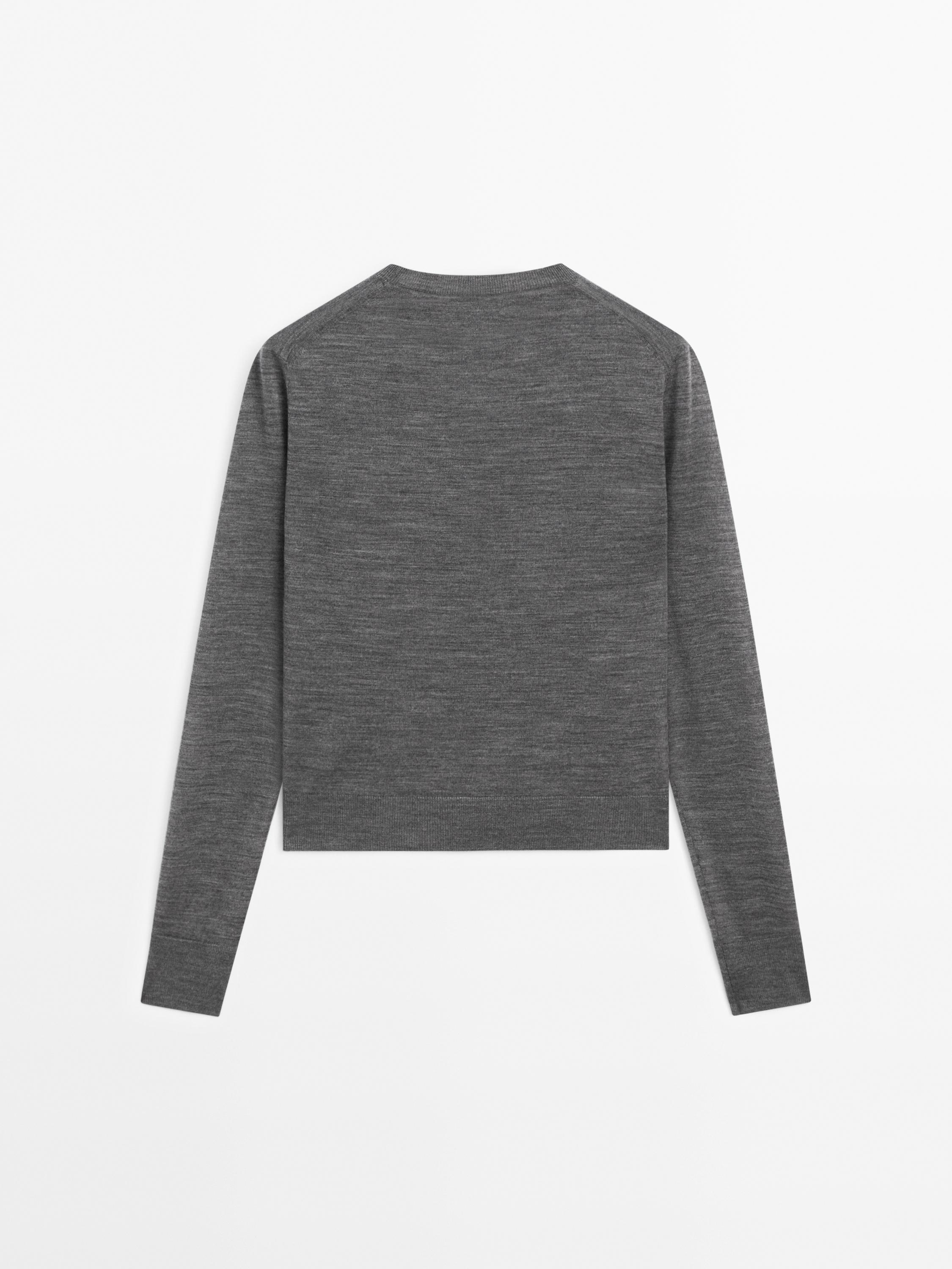 Knit wool blend sweater with crew neck