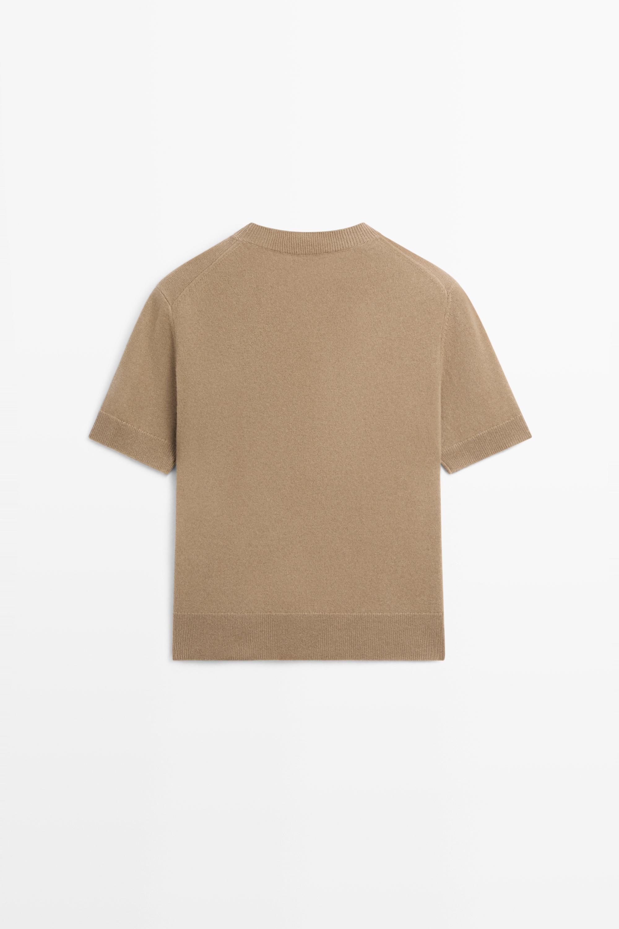 Wool blend short-sleeve knit sweater — GREENISH