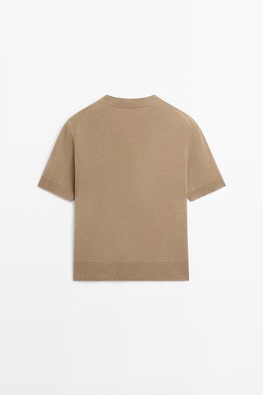 Short sleeve wool blend knit sweater — GREENISH 6