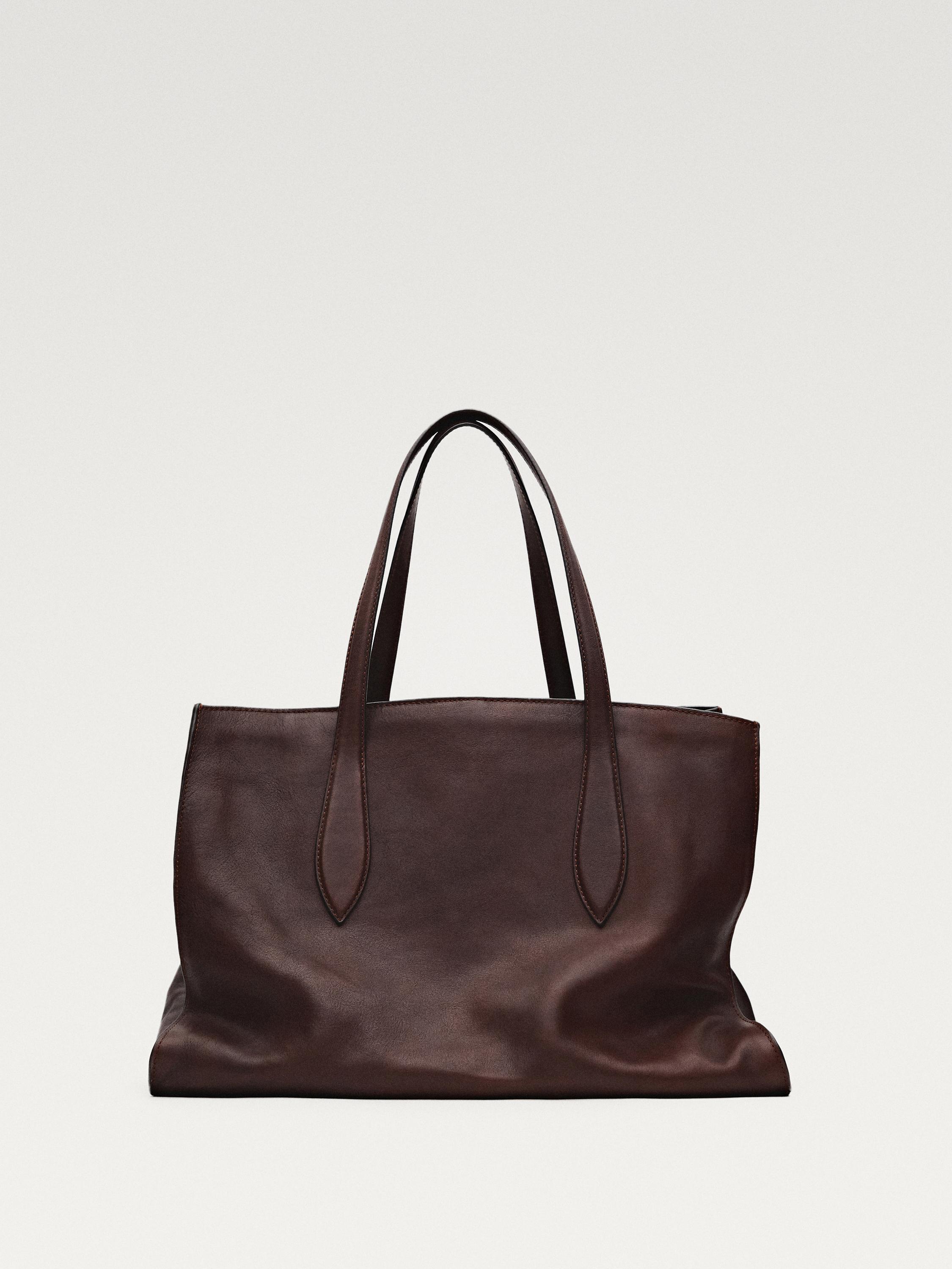 Maxi tote bag in pelle nappa