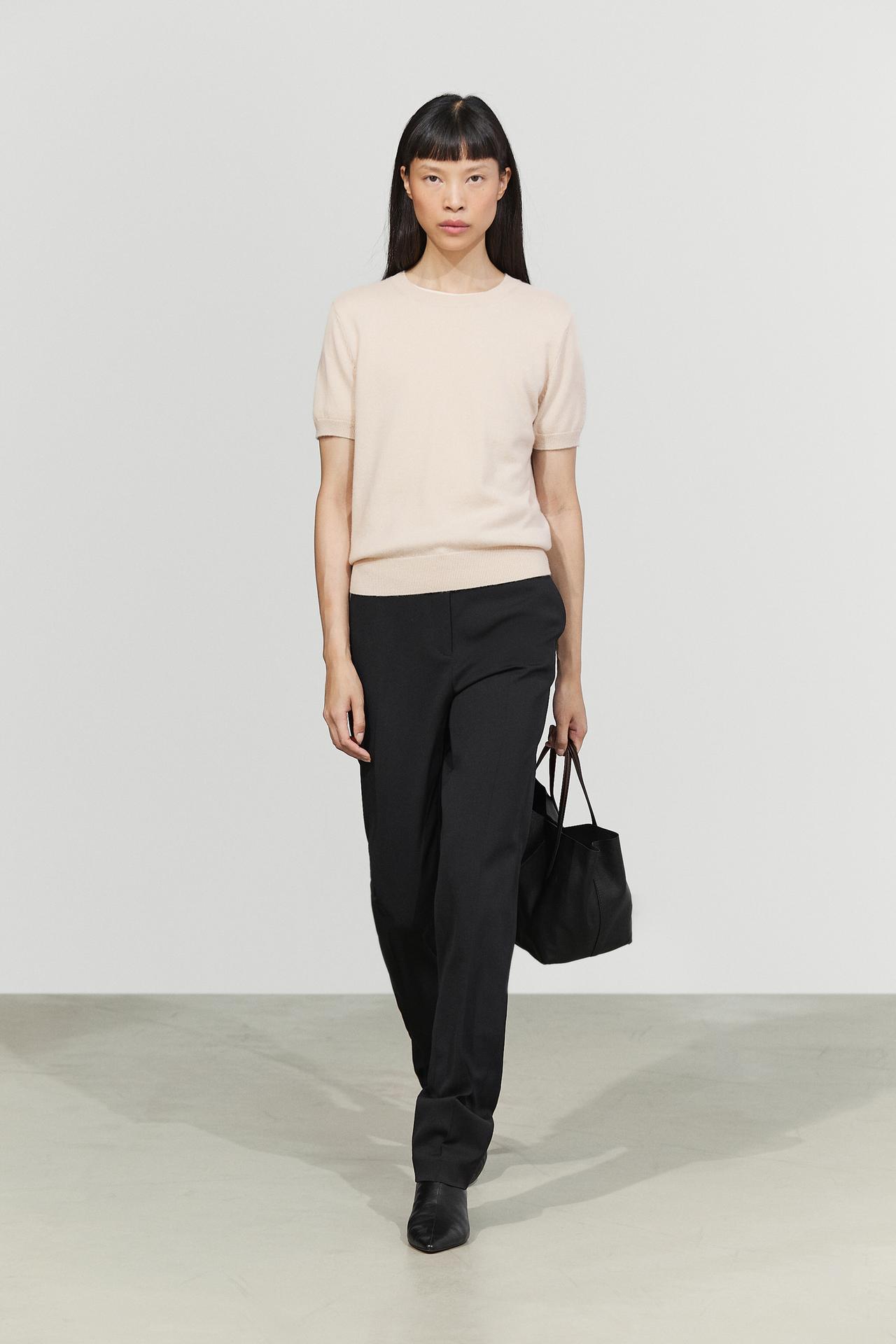 Knit 100% cashmere crew neck sweater — BEIGE