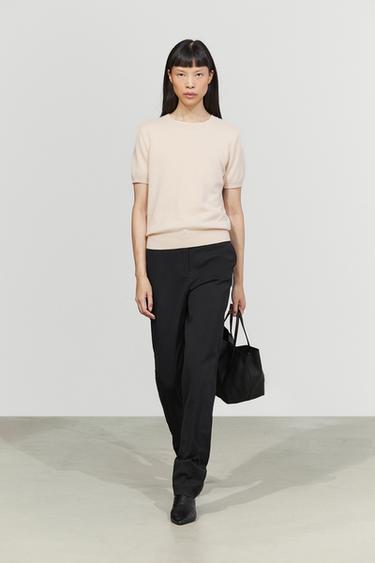 Knit 100% cashmere crew neck sweater — BEIGE 1