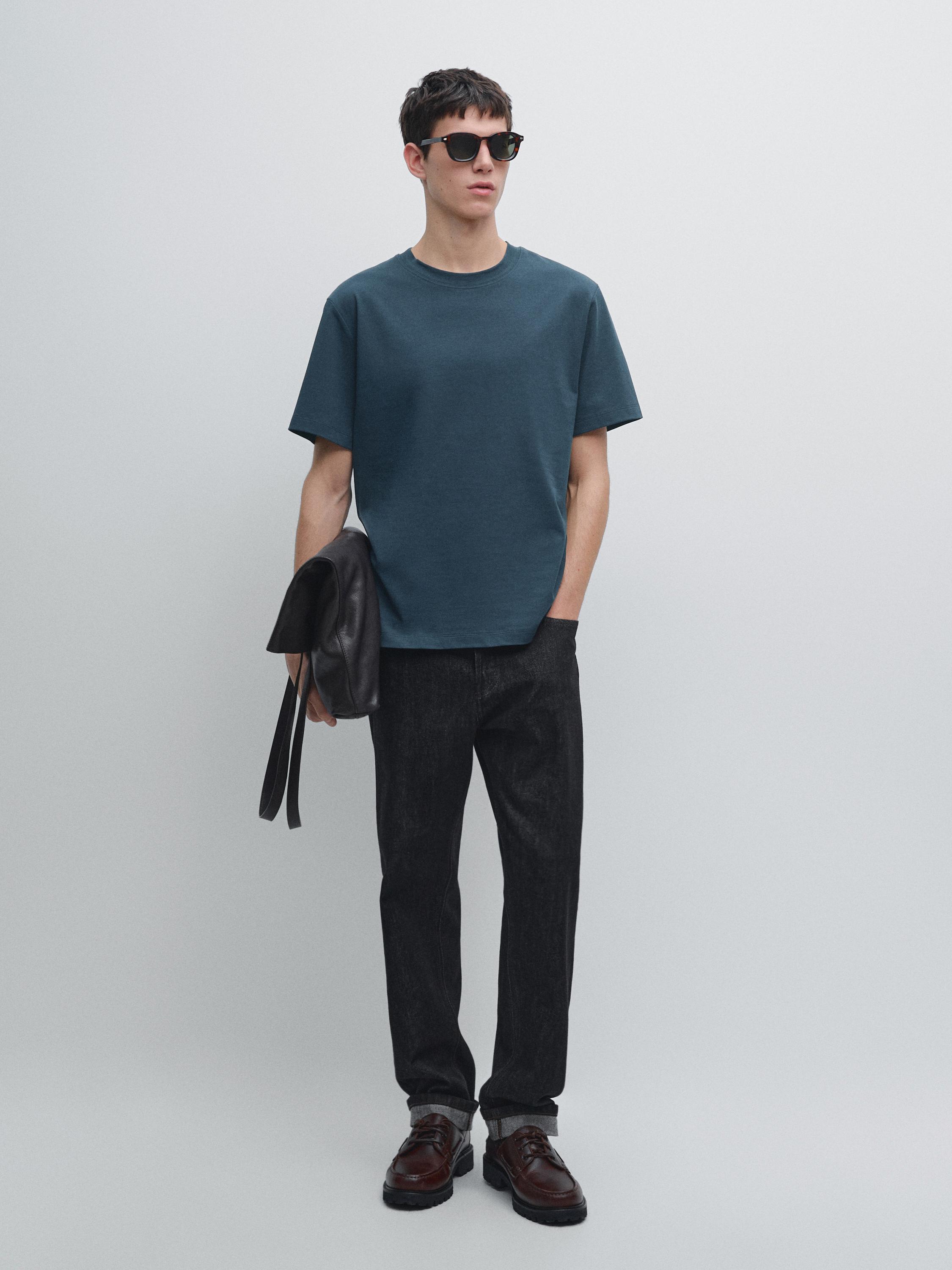 Маица од мешавина со памук со кратки ракави