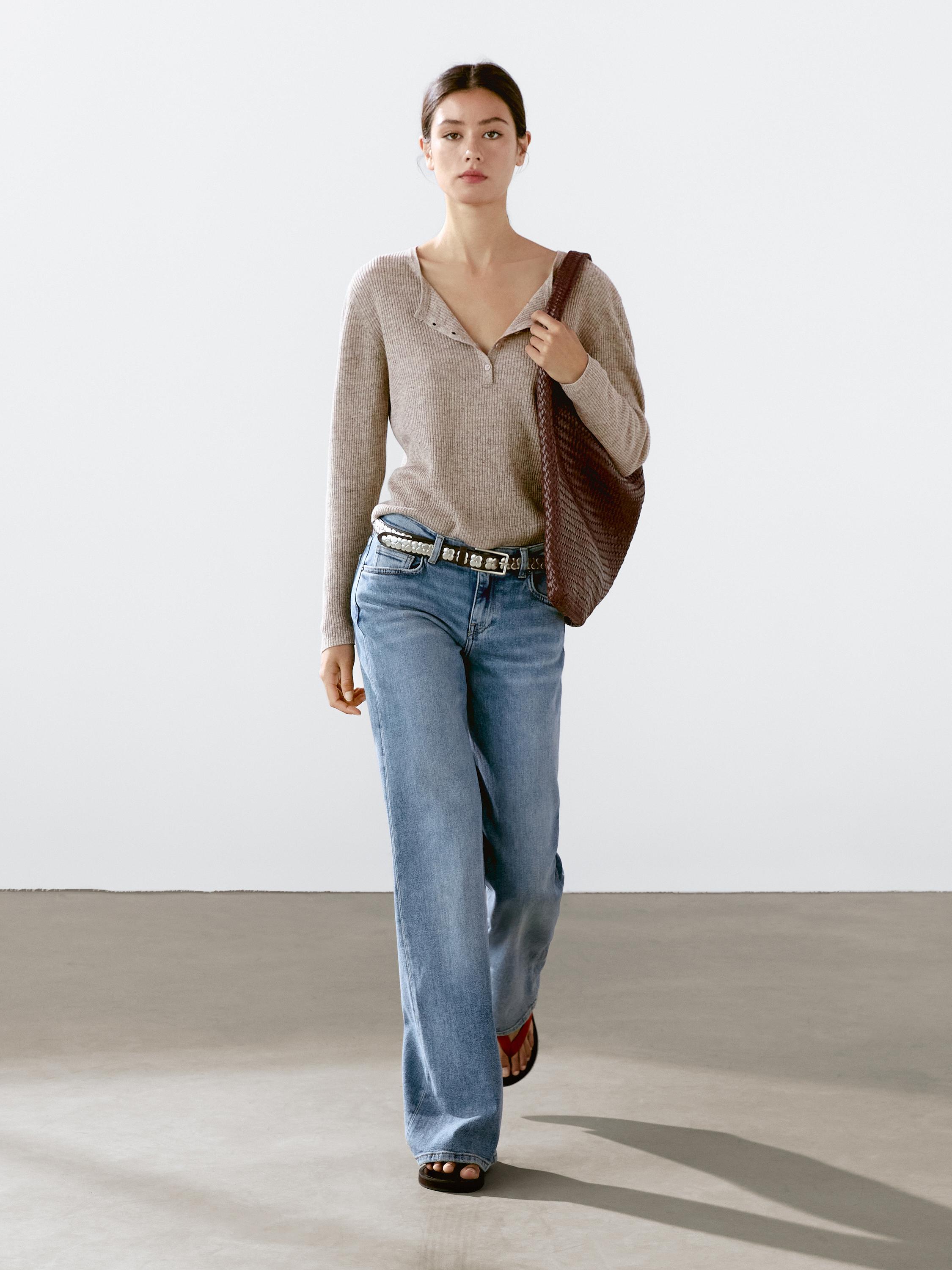 Linen blend henley sweater