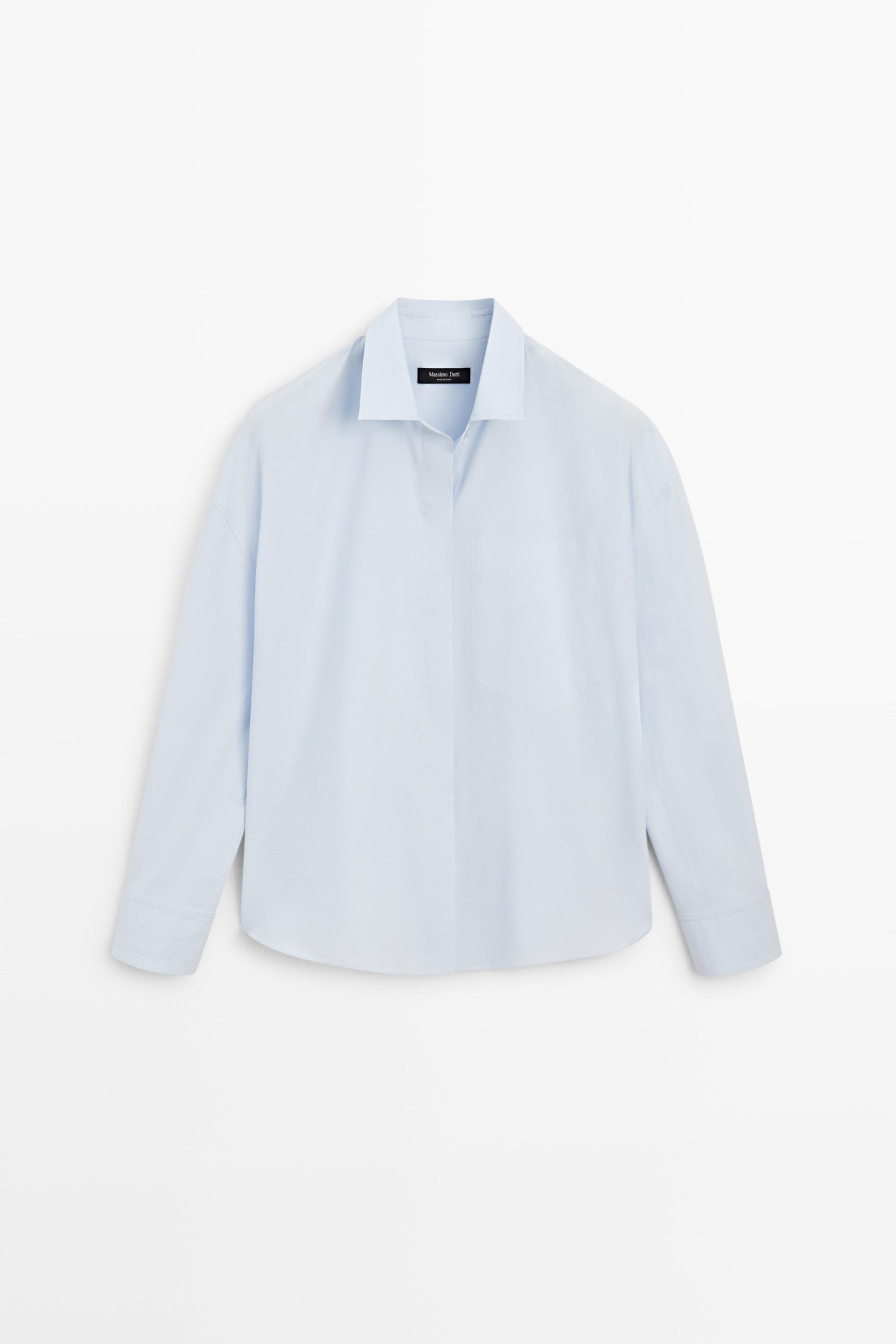 100% cotton shirt with pocket detail — SKY BLUE