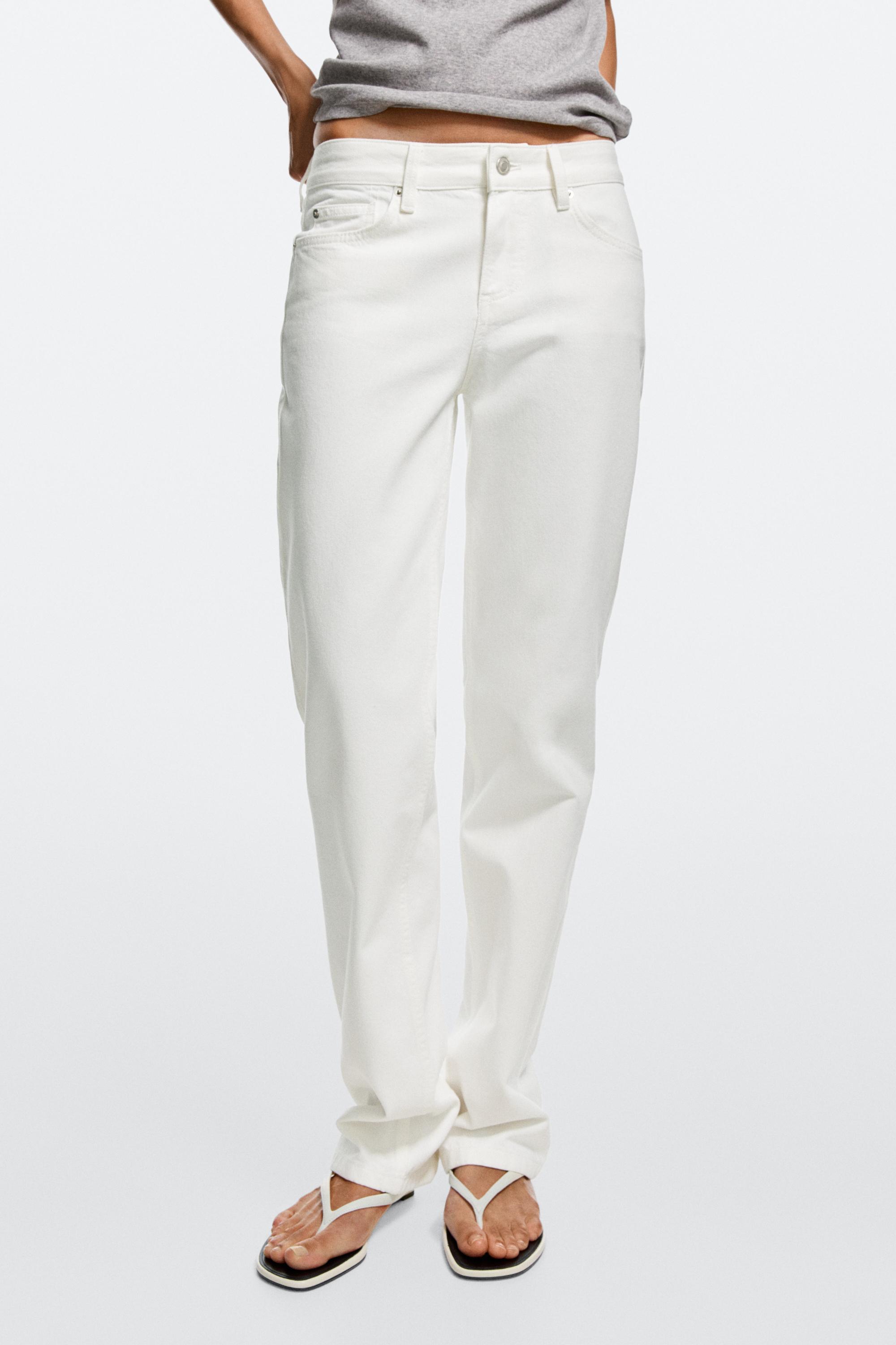 Low-rise straight-leg jeans — Off white