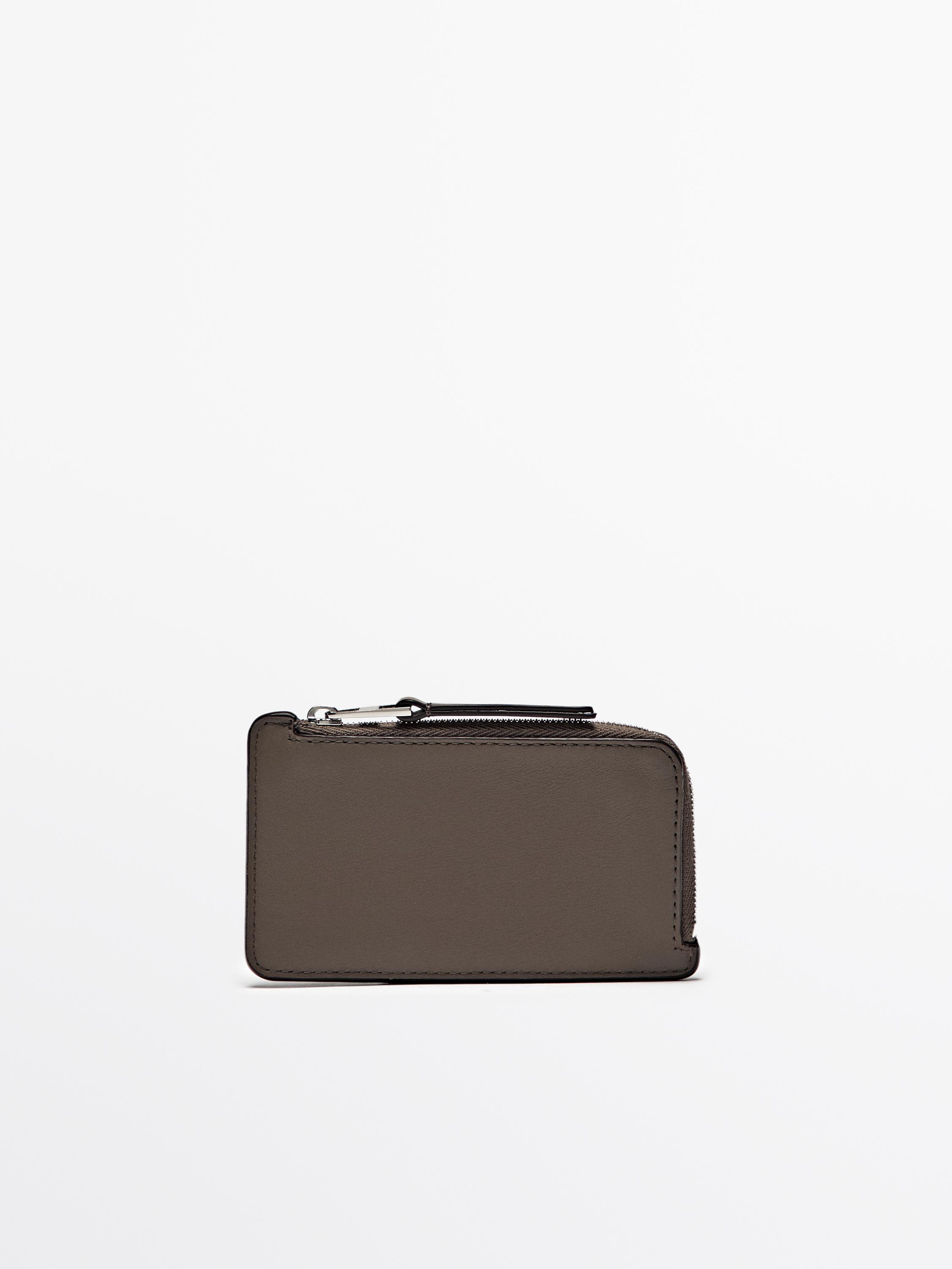 Nappa leather zipped card holder