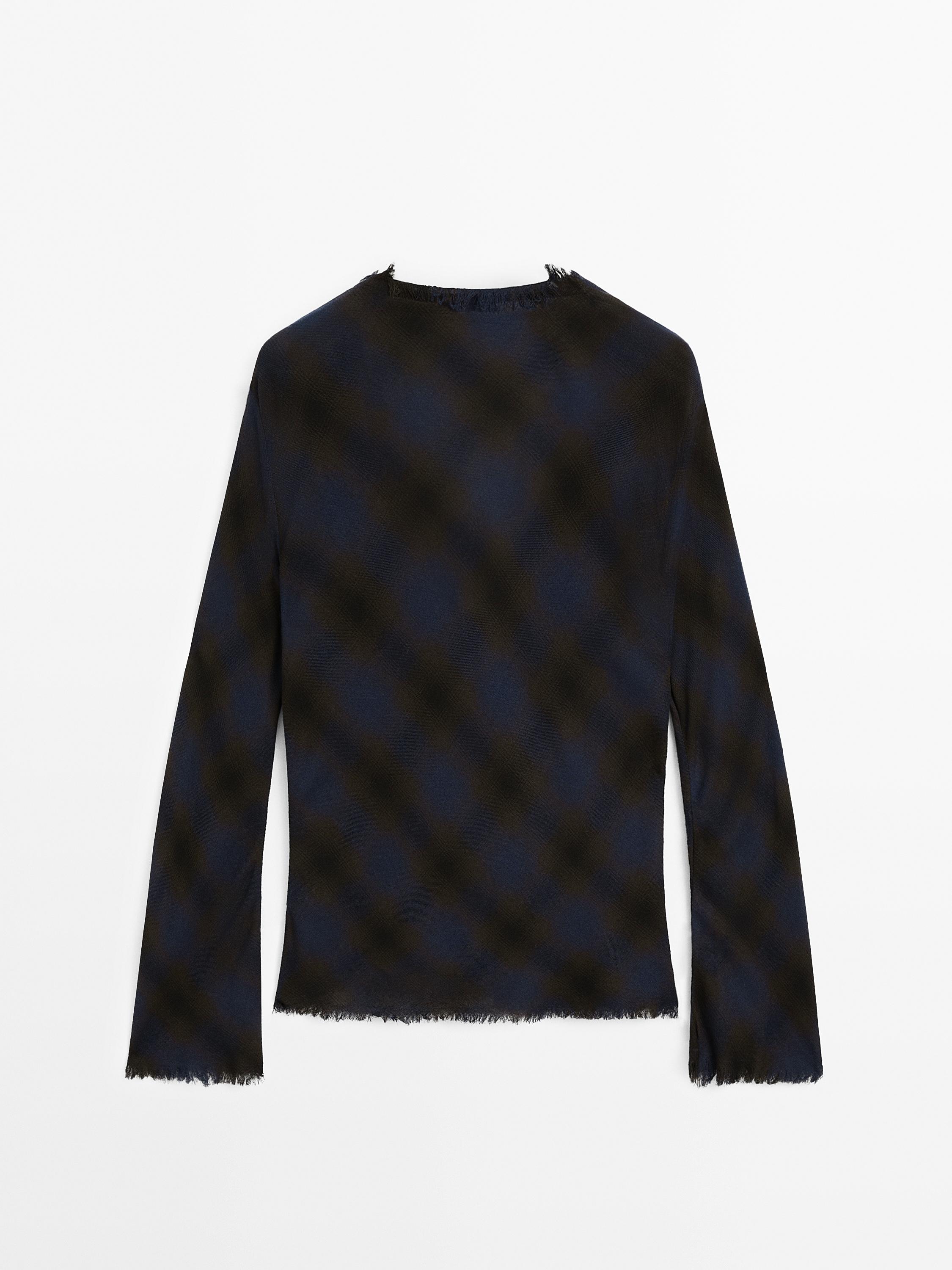 Check shirt with frayed edge detail