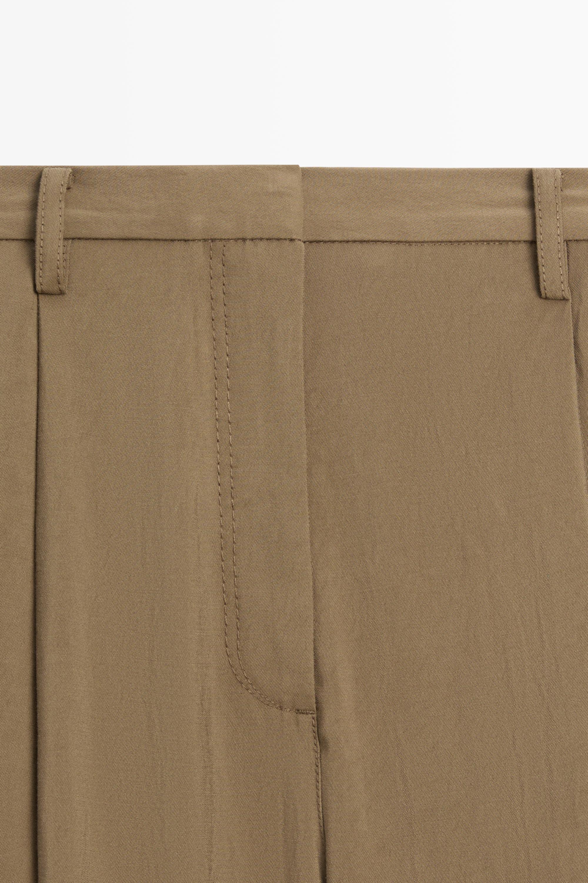 Flowing cropped wide-leg pants — MEDIUM KHAKI