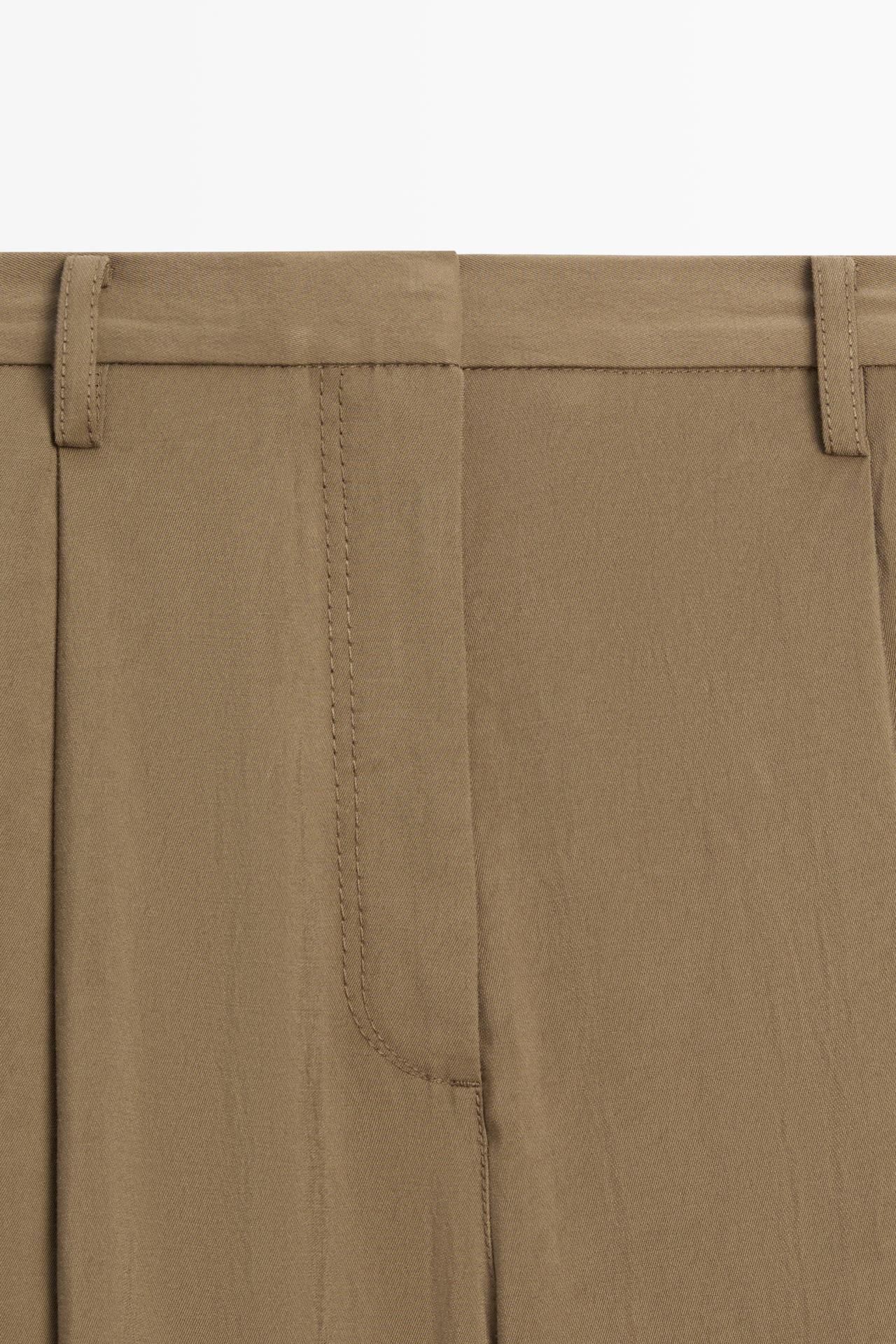 Flowing cropped wide-leg pants — MEDIUM KHAKI