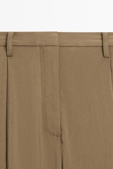 Flowing cropped wide-leg pants — MEDIUM KHAKI 9