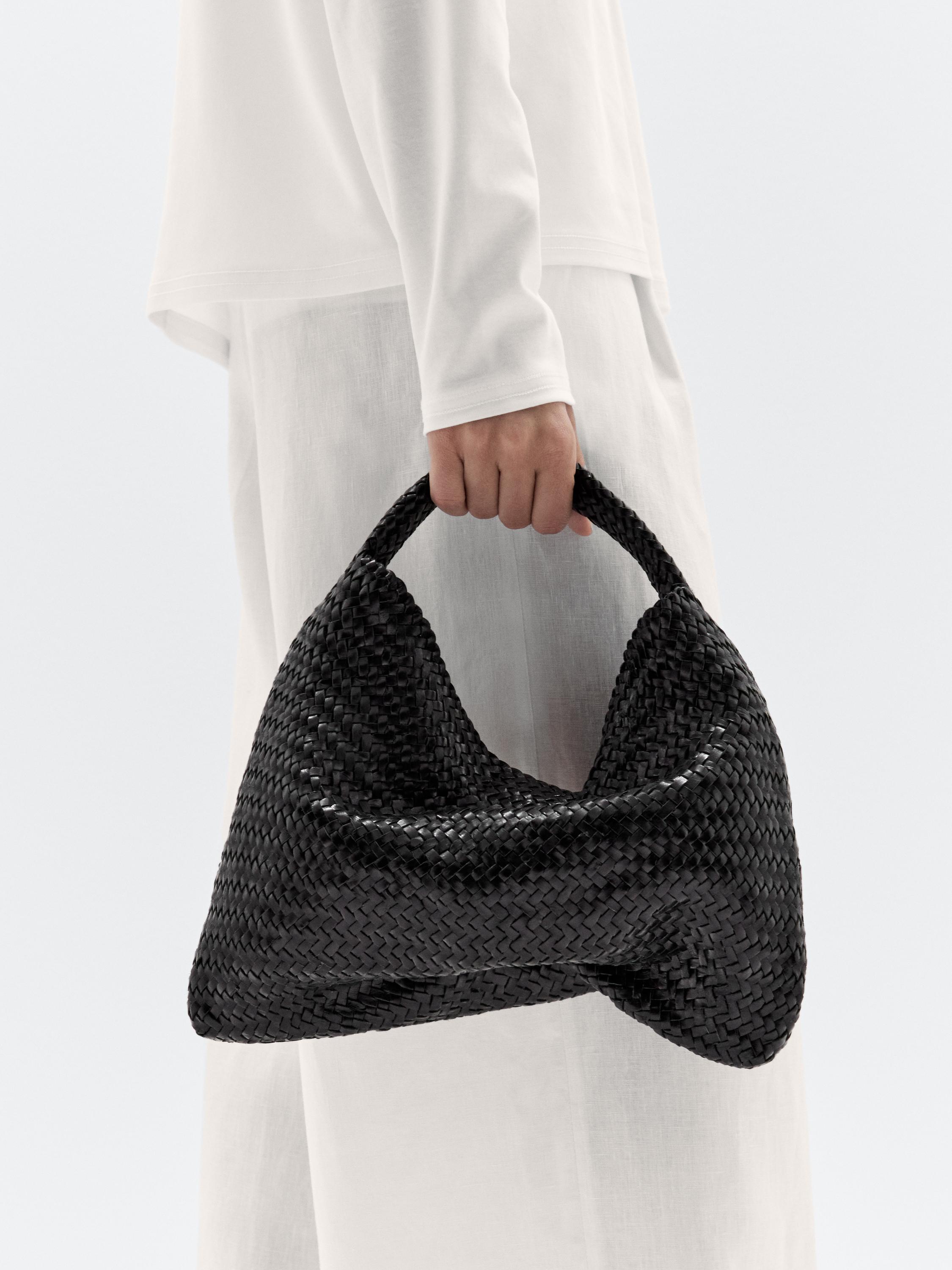 Braided nappa leather shopper bag