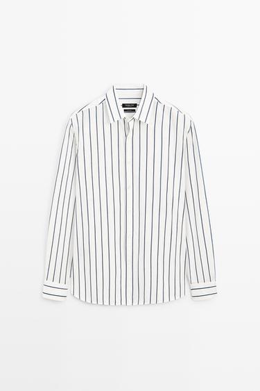 100% cotton regular fit striped shirt — WHITE 2