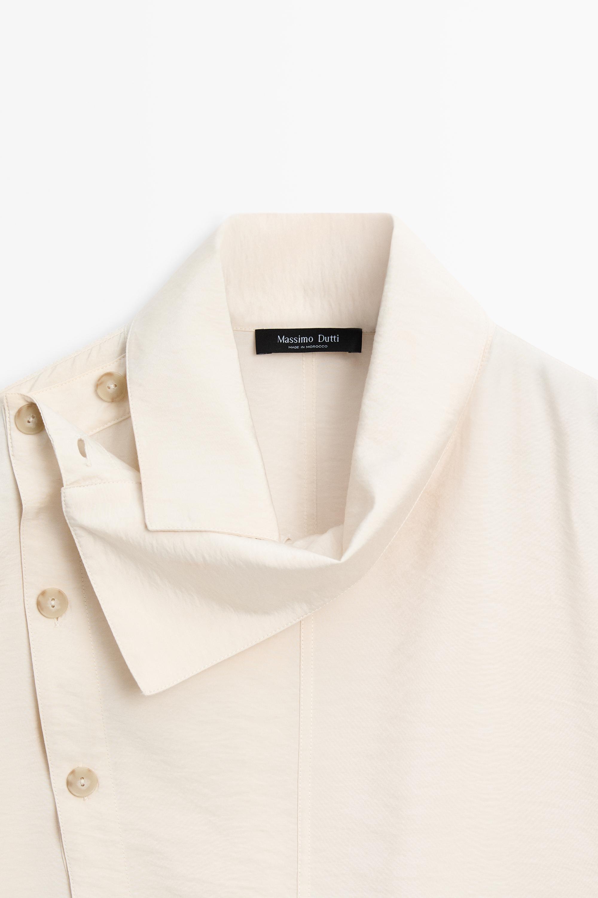 Flowing shirt with asymmetric buttons — BEIGE