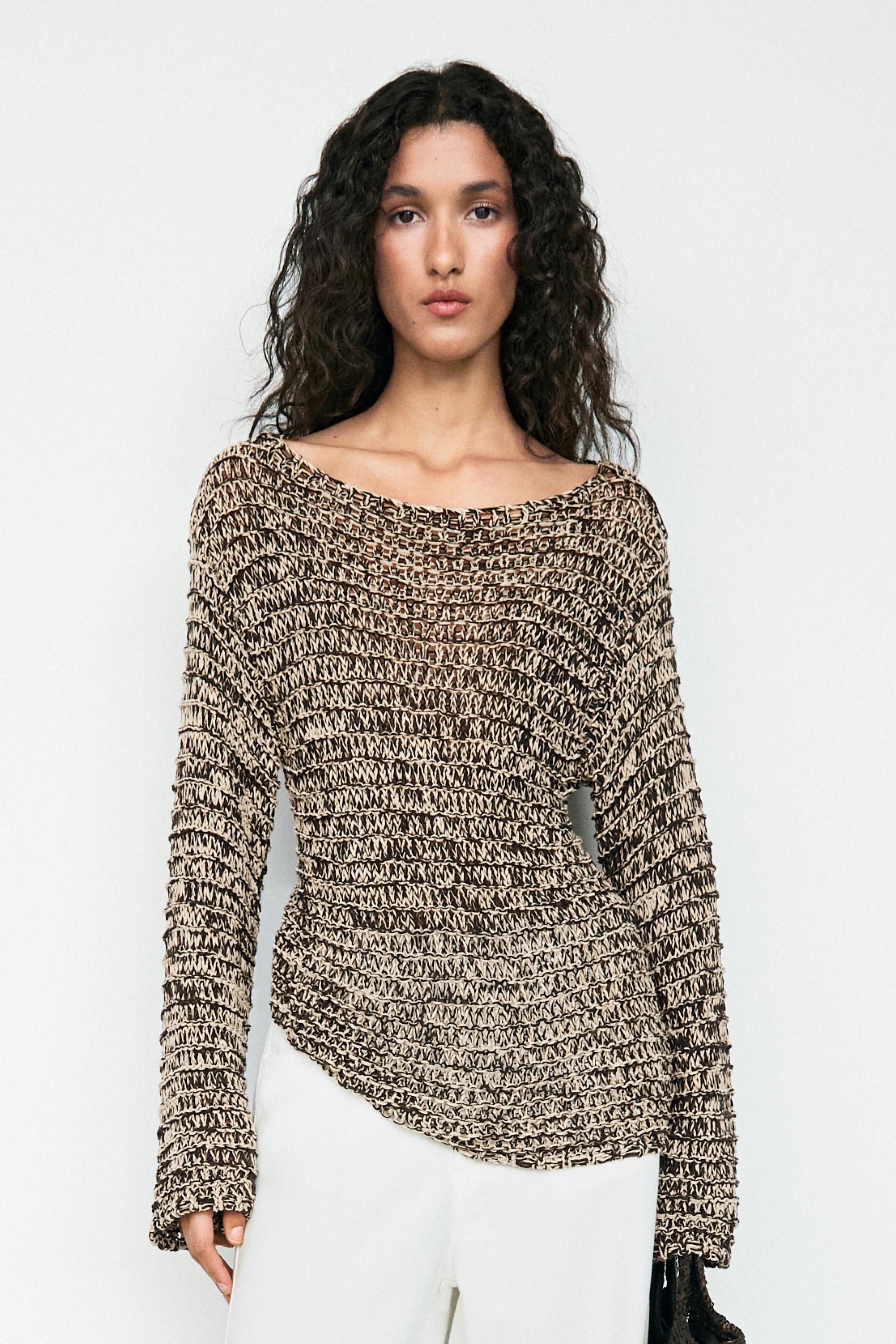 Marled knit sweater — SAND