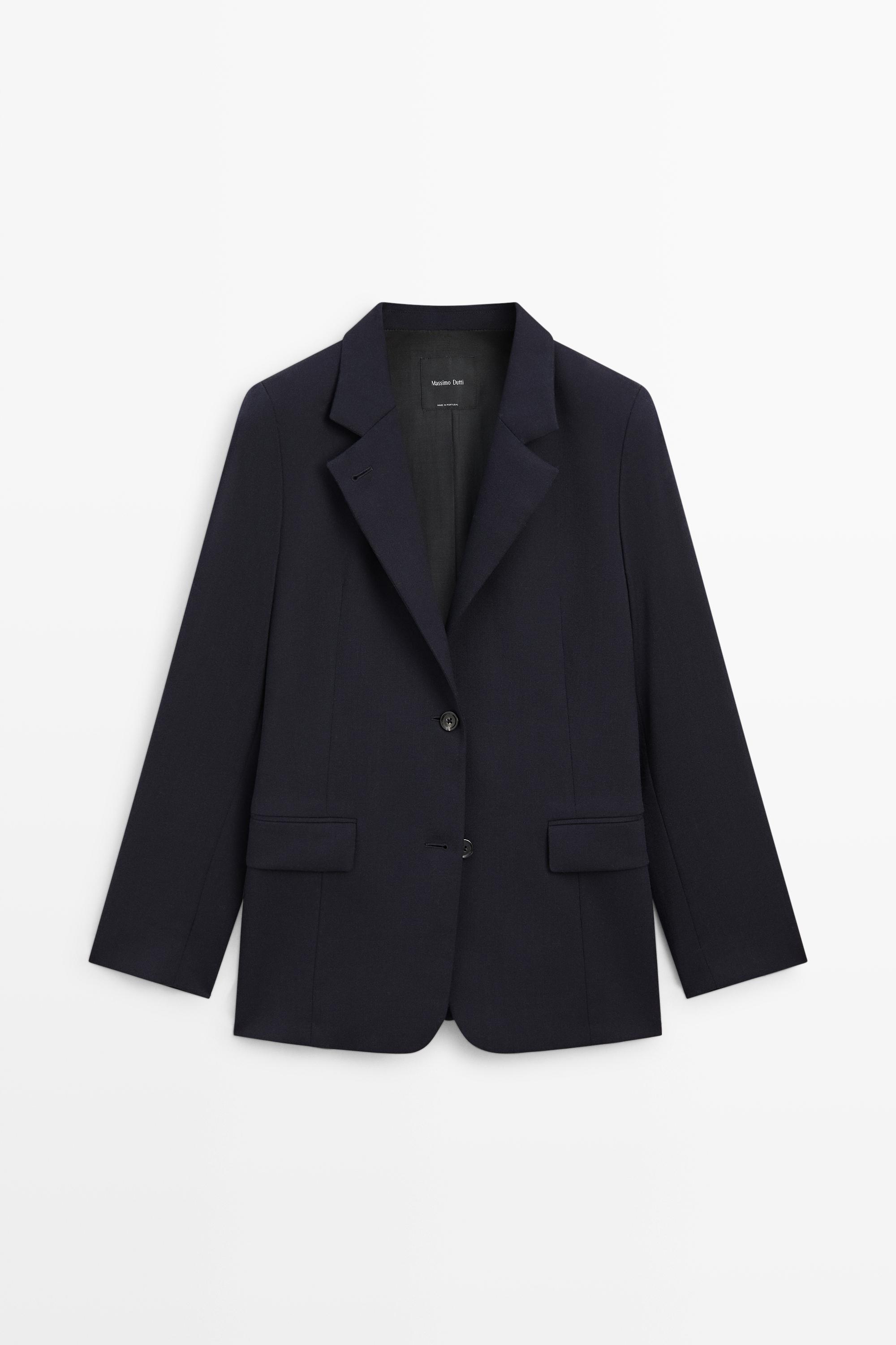 Blazer mit Stehkragen und Wollmischung