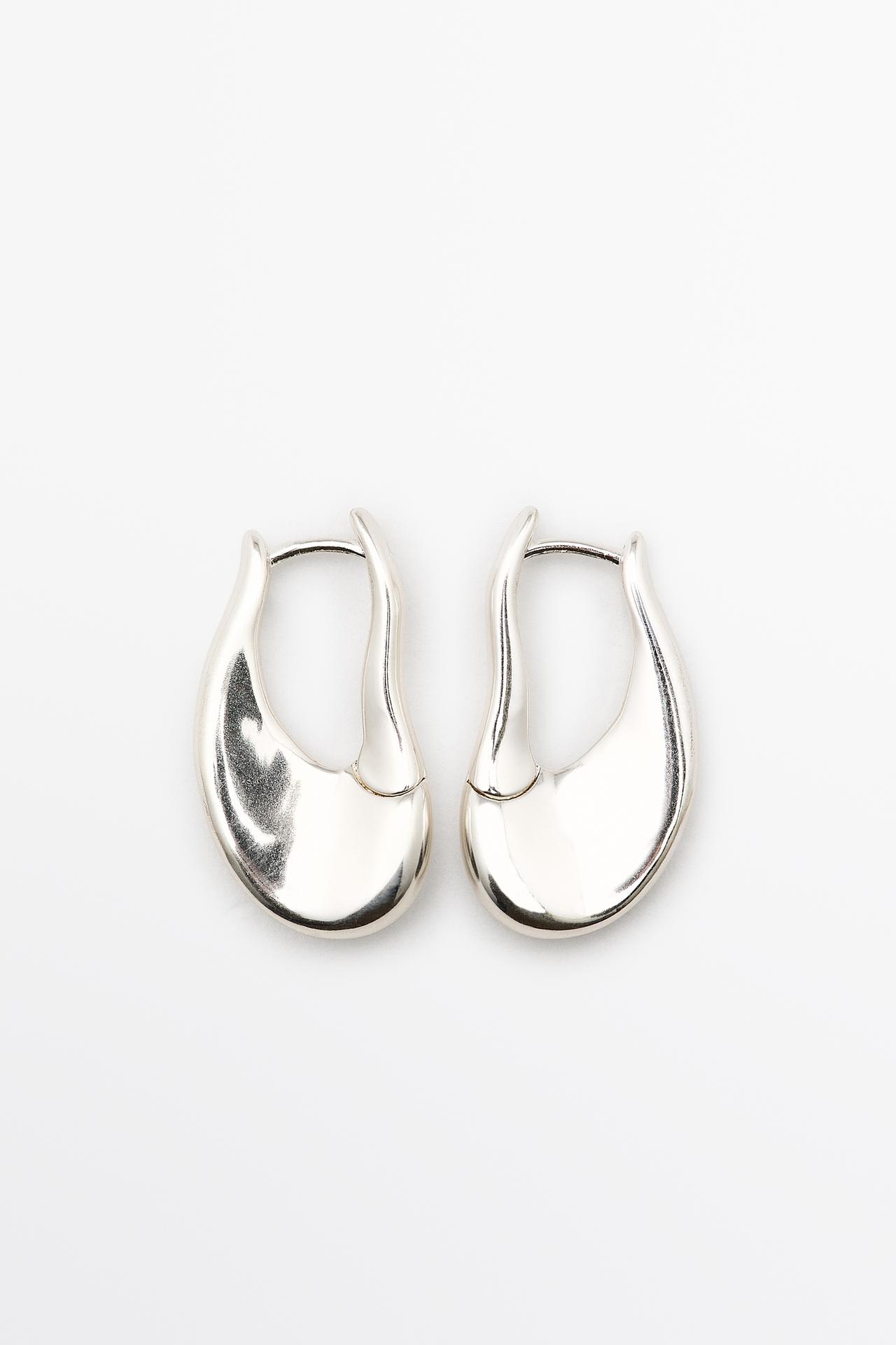 Fluid lines hoop earrings — SILVER
