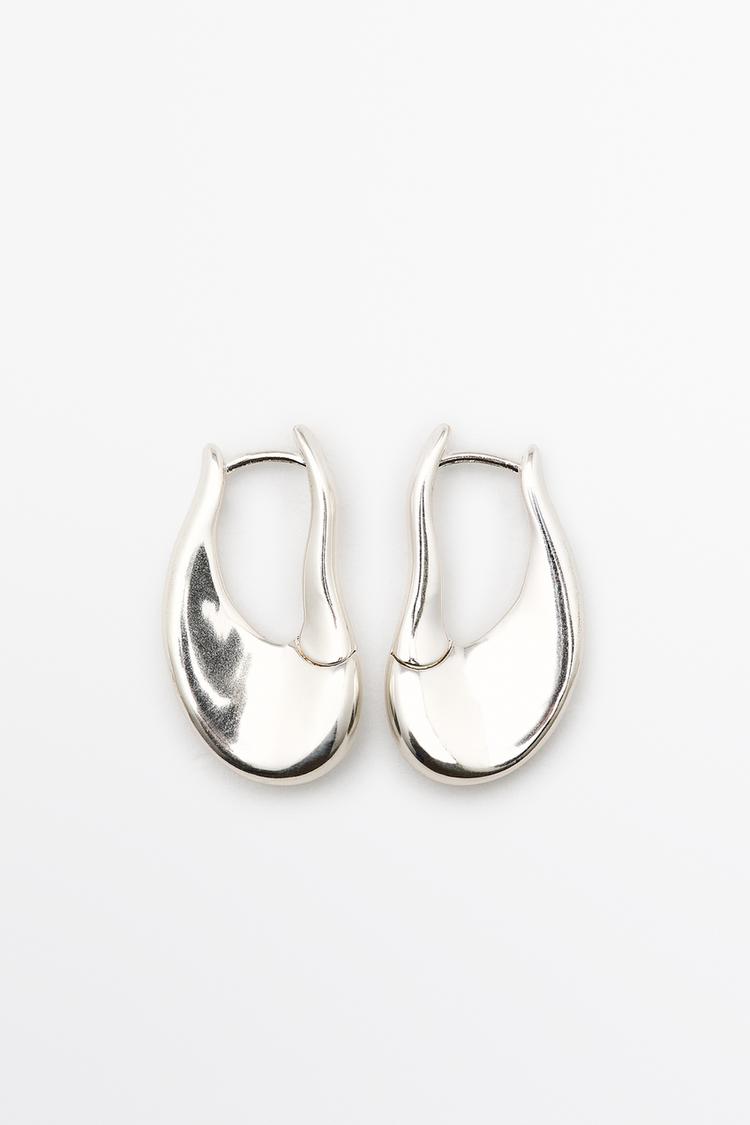 Fluid lines hoop earrings — SILVER