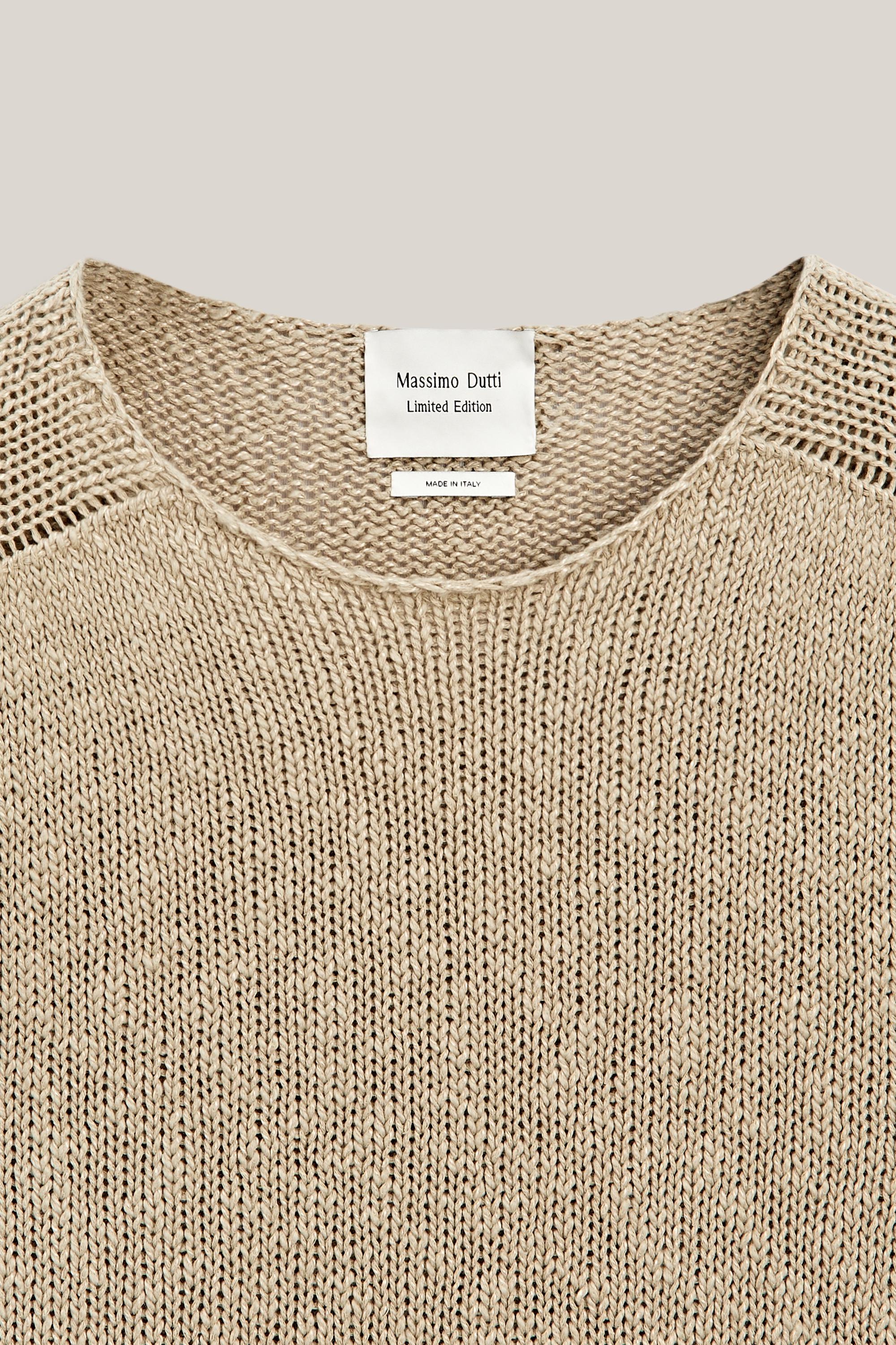 Textured short sleeve linen blend sweater - LIMITED EDITION — CAMEL