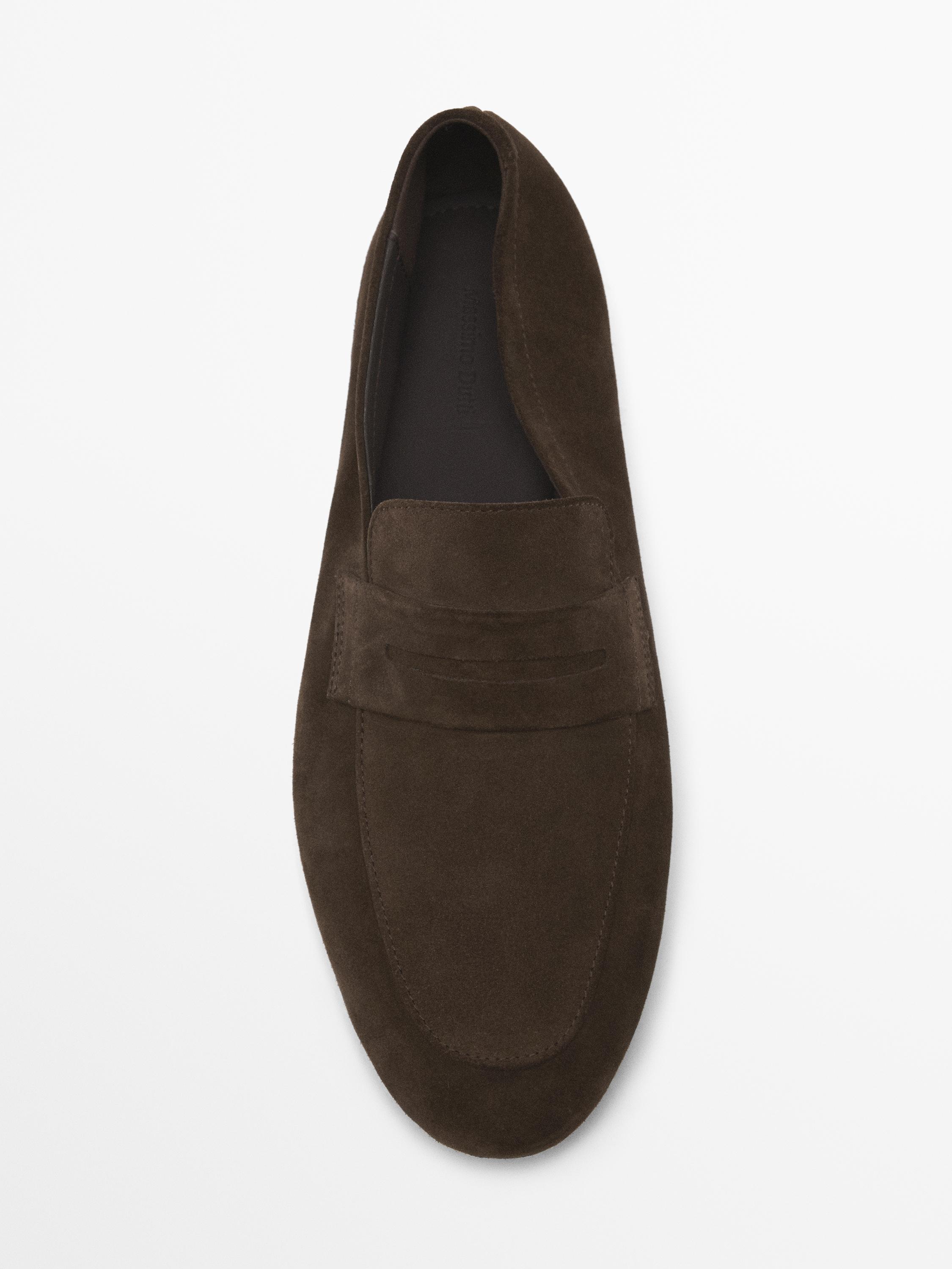 Soft split suede penny loafers