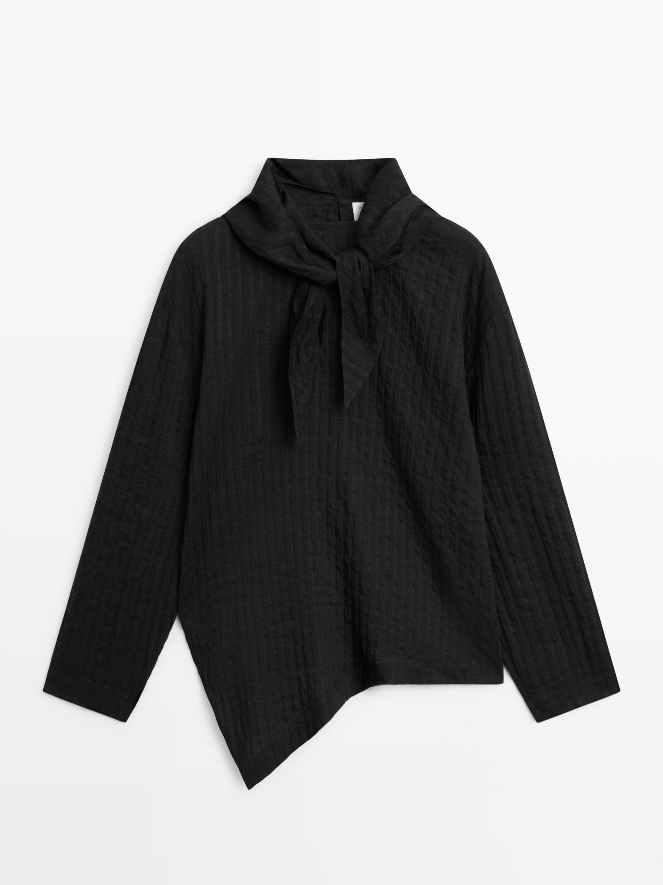 Gestreiftes Hemd mit Leinen und Schalldetail