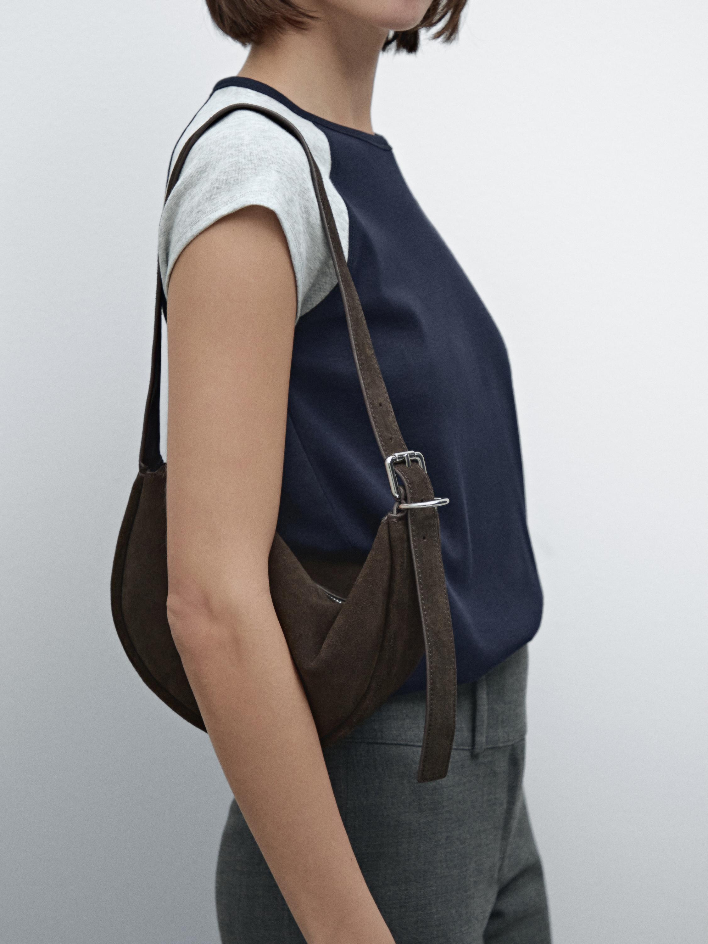 Split leather shoulder bag