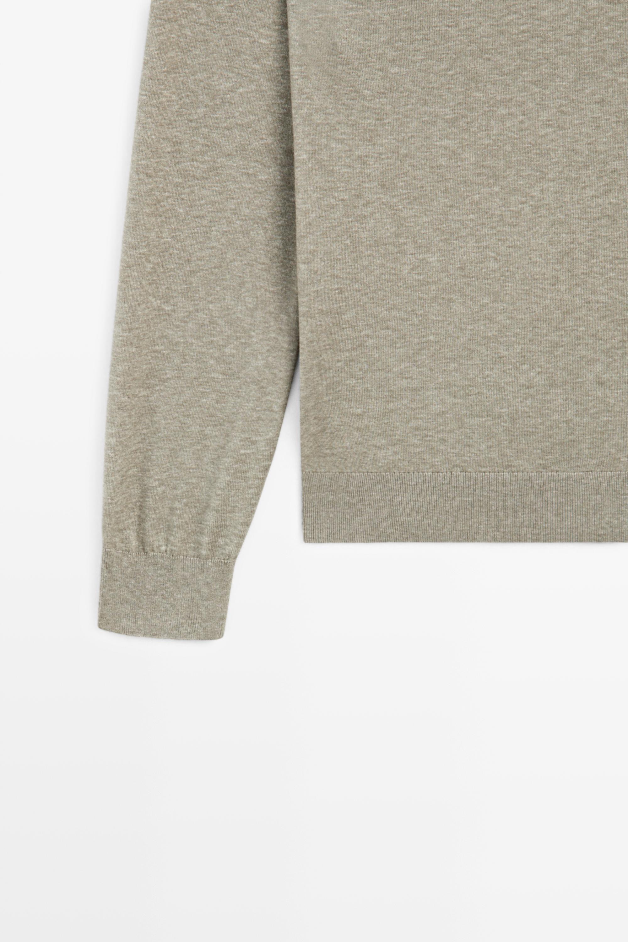 Knit 100% cotton crew neck sweater — Greyish green
