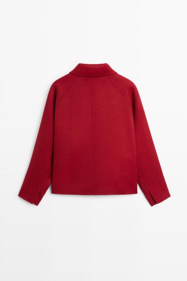 Short wool blend stand collar coat — RED 6
