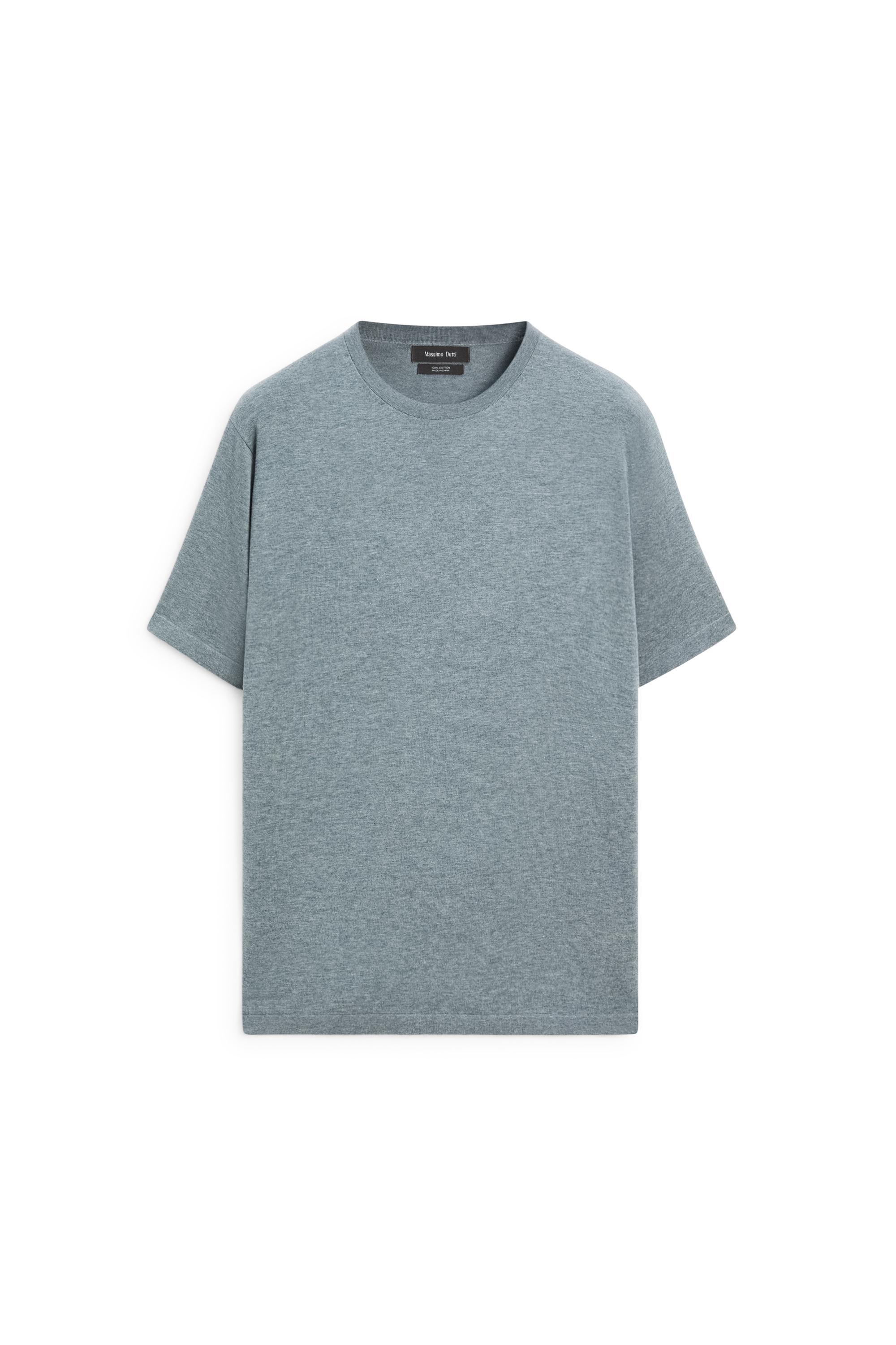 100% cotton short sleeve knit sweater — Blue