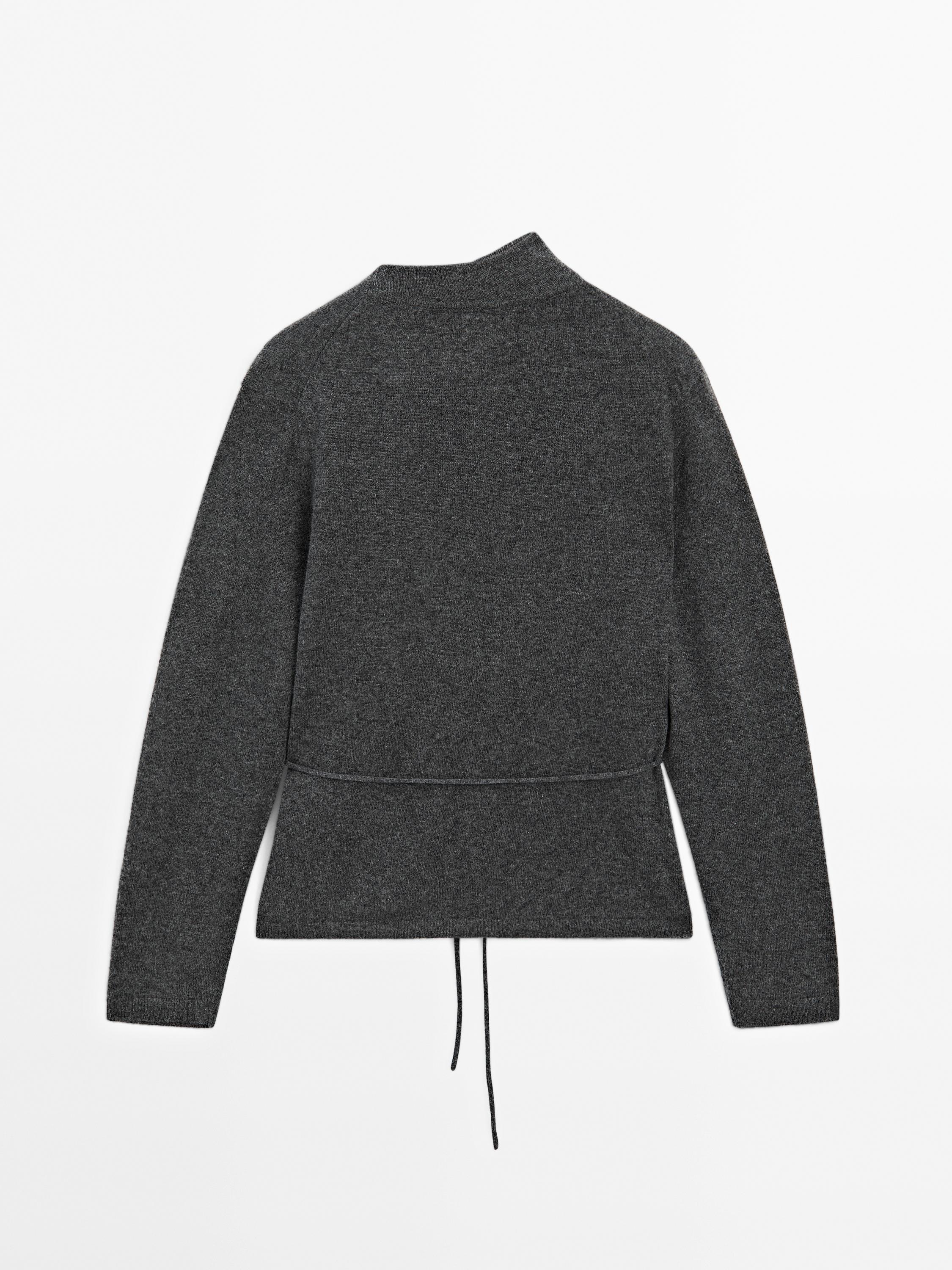 100% cashmere roll neck cardigan