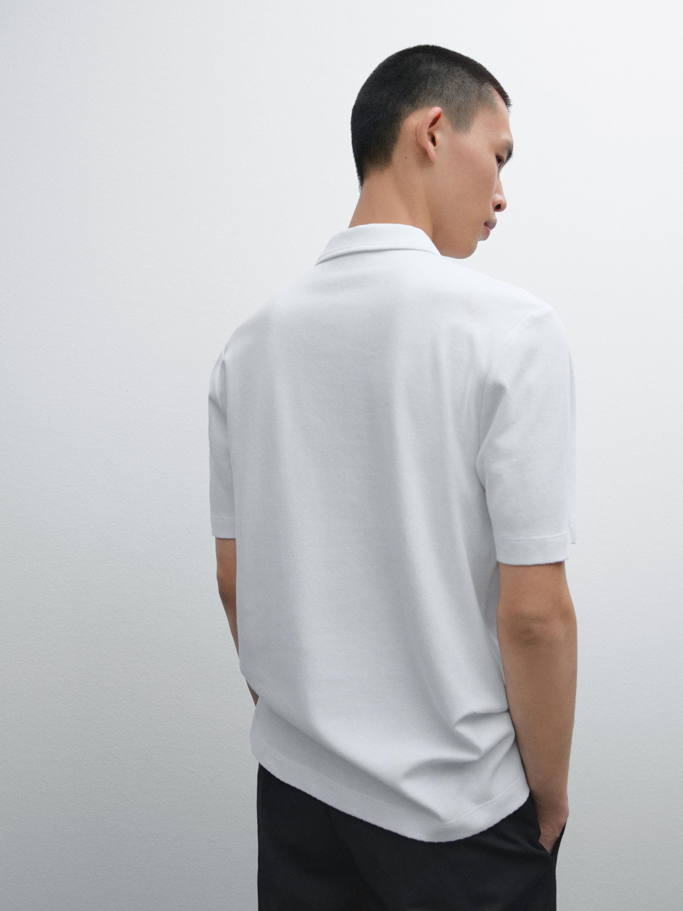 100% cotton textured knit polo shirt
