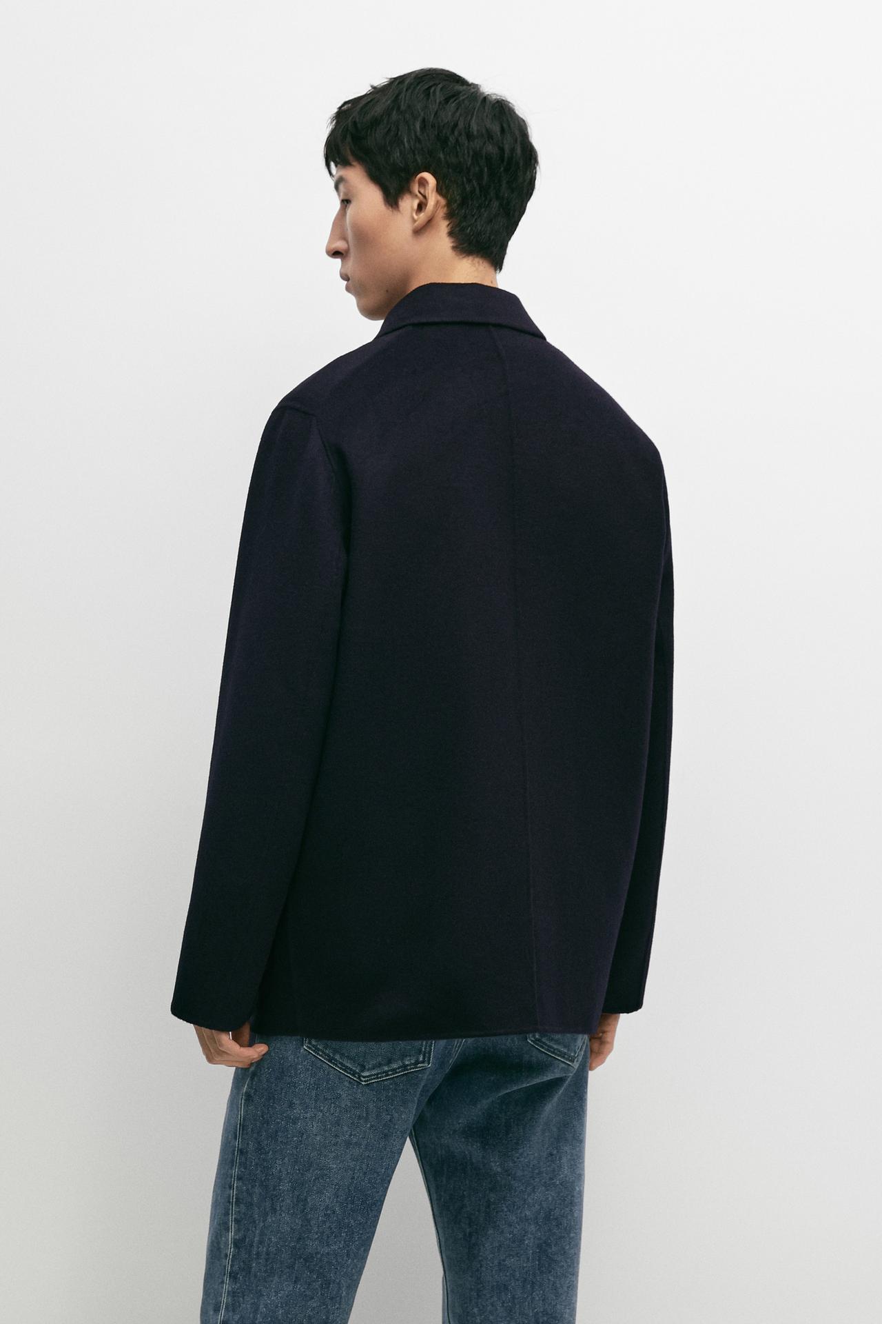 Double wool short coat — DEEP BLUE