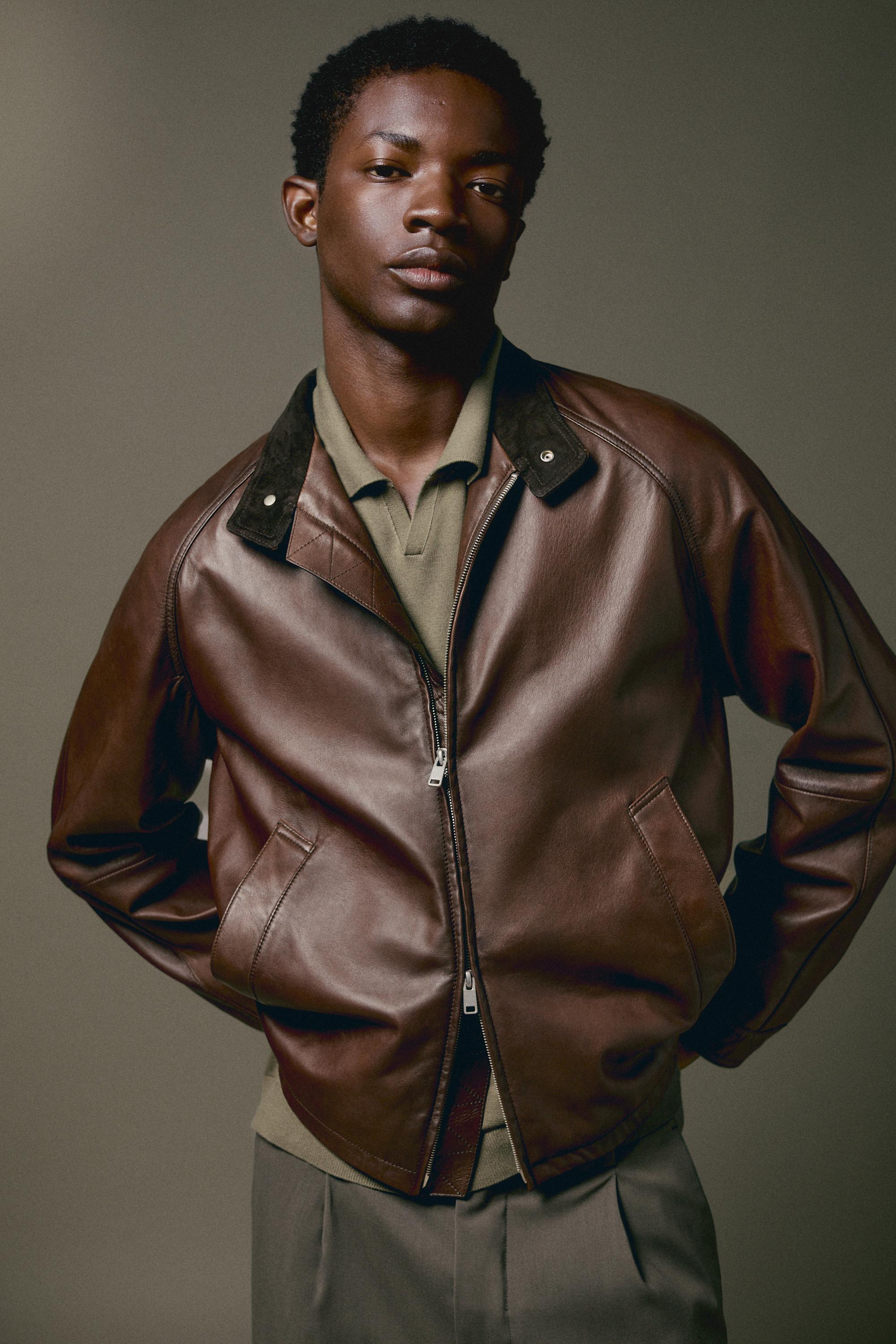 Nappa leather high-neck jacket — LEATHER